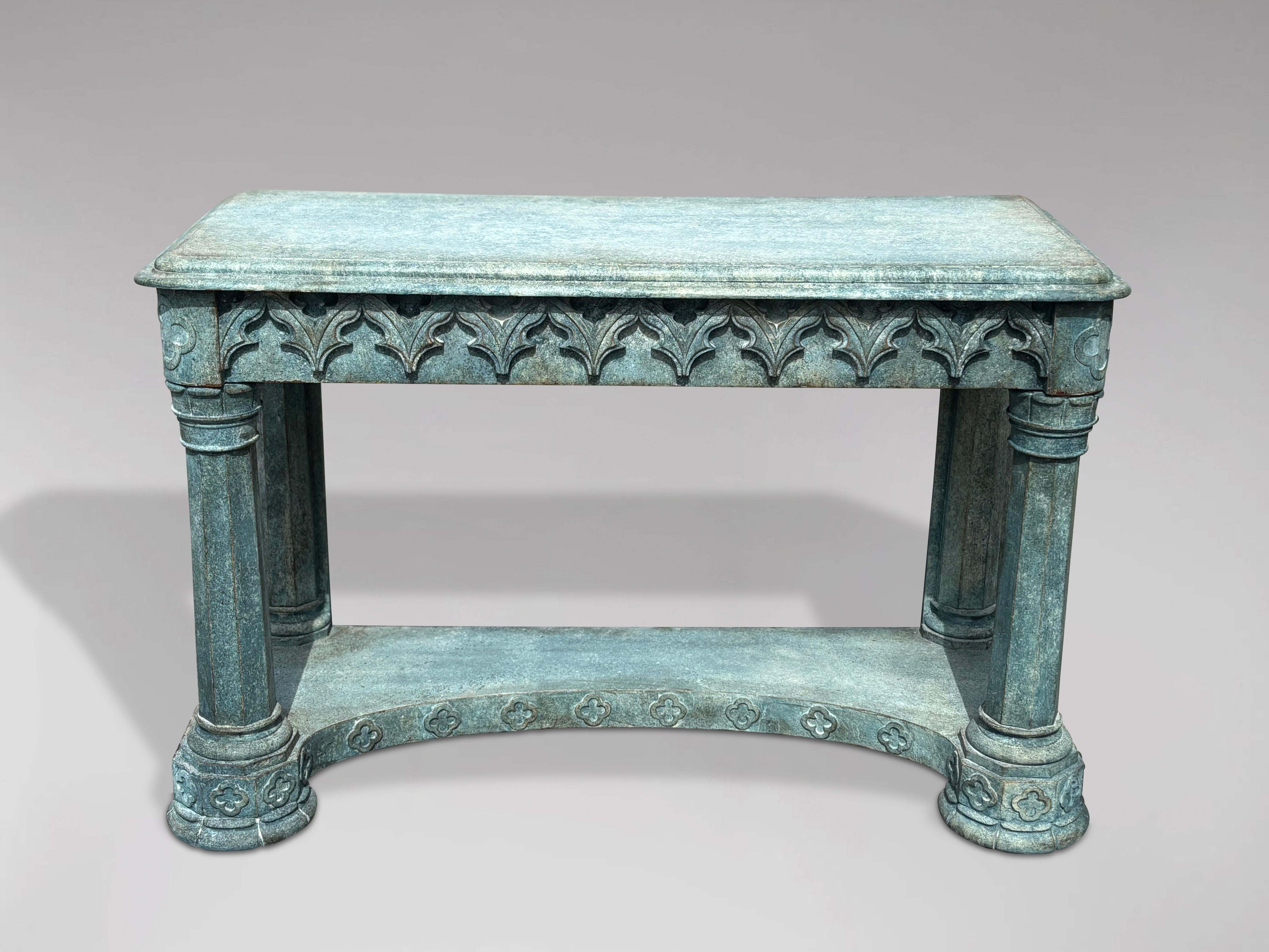British 19th Century Painted Gothic Console Table For Sale