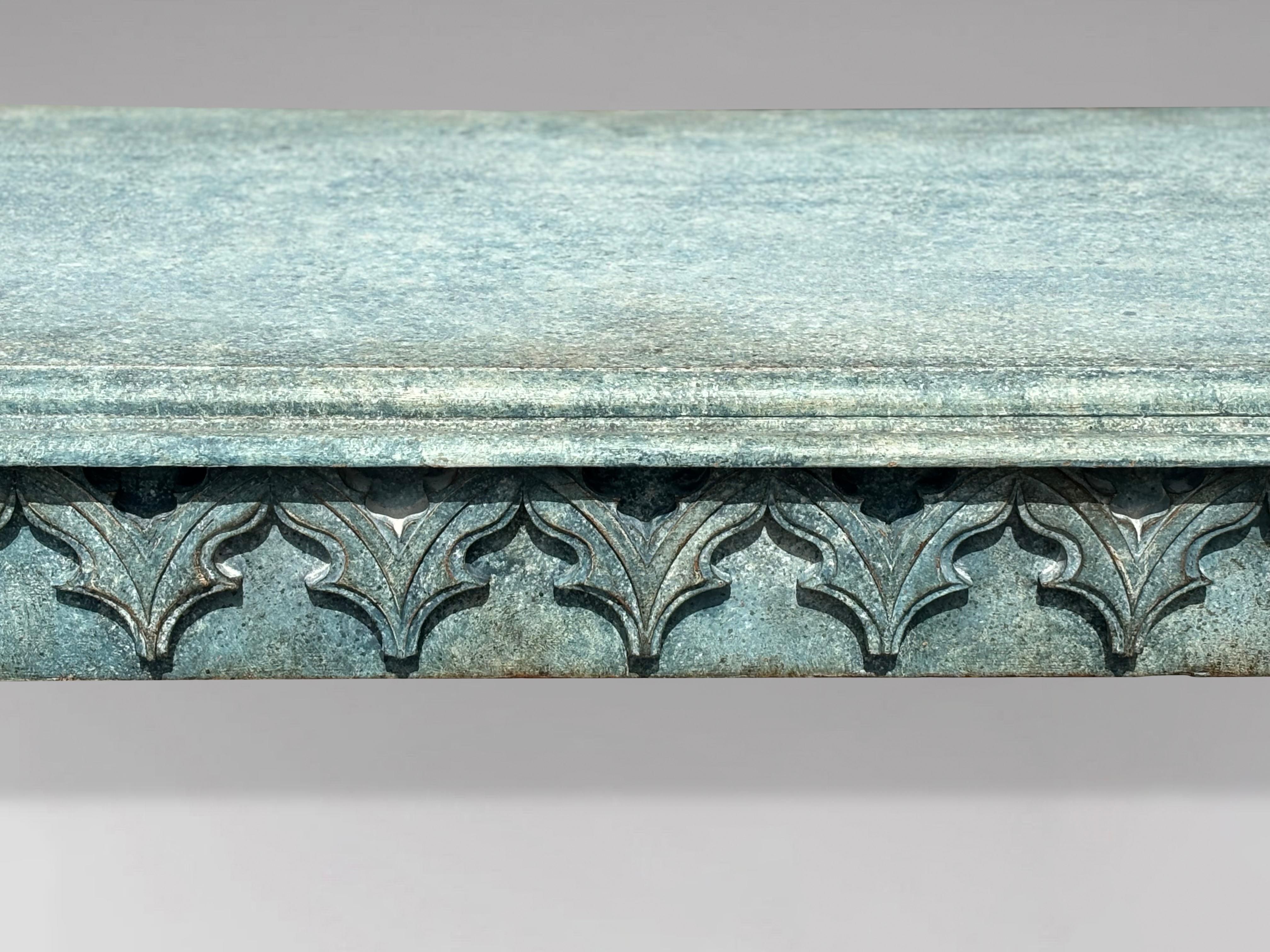 Oak 19th Century Painted Gothic Console Table For Sale