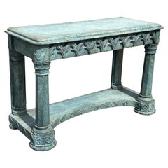 Table console gothique peinte du 19ème siècle