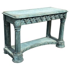 Tavolo da console gotico dipinto del XIX secolo