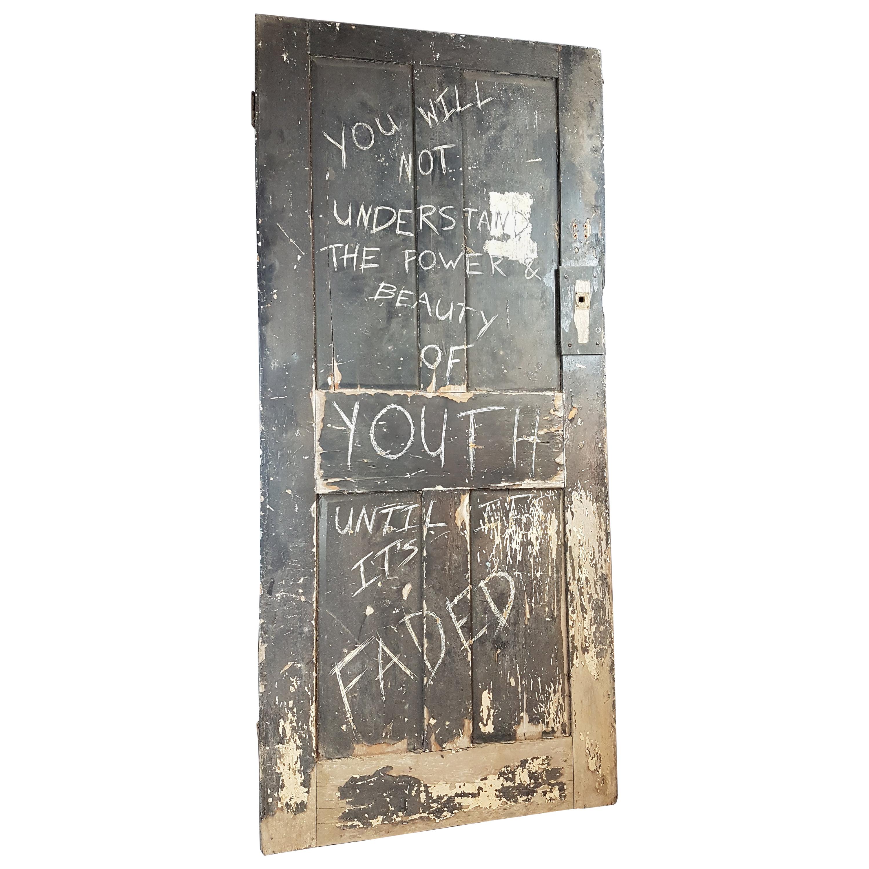 19th Century Painted Graffiti Art Door