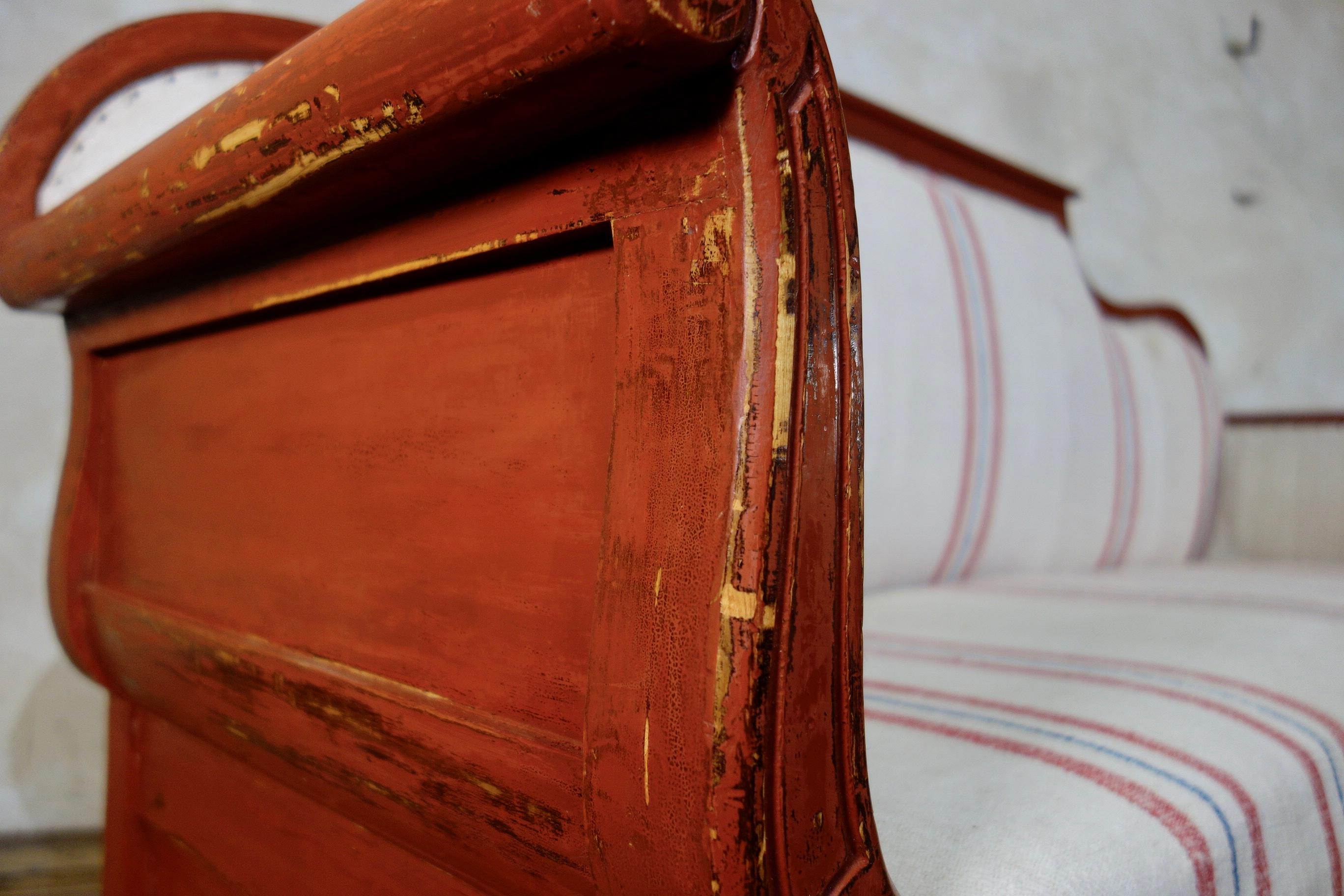 19th Century Painted Gustavian Sofa in Original Falu Red Paint at 1stDibs