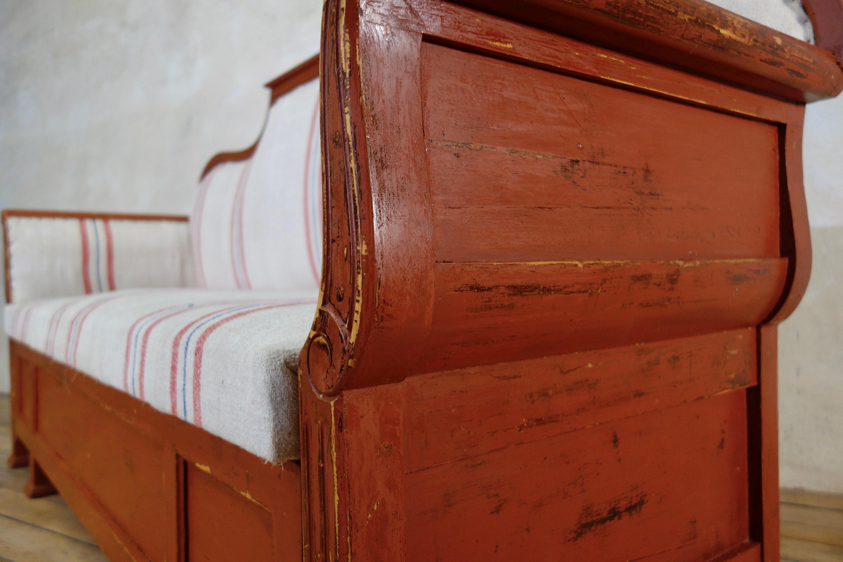 19th Century Painted Gustavian Sofa in Original Falu Red Paint at 1stDibs