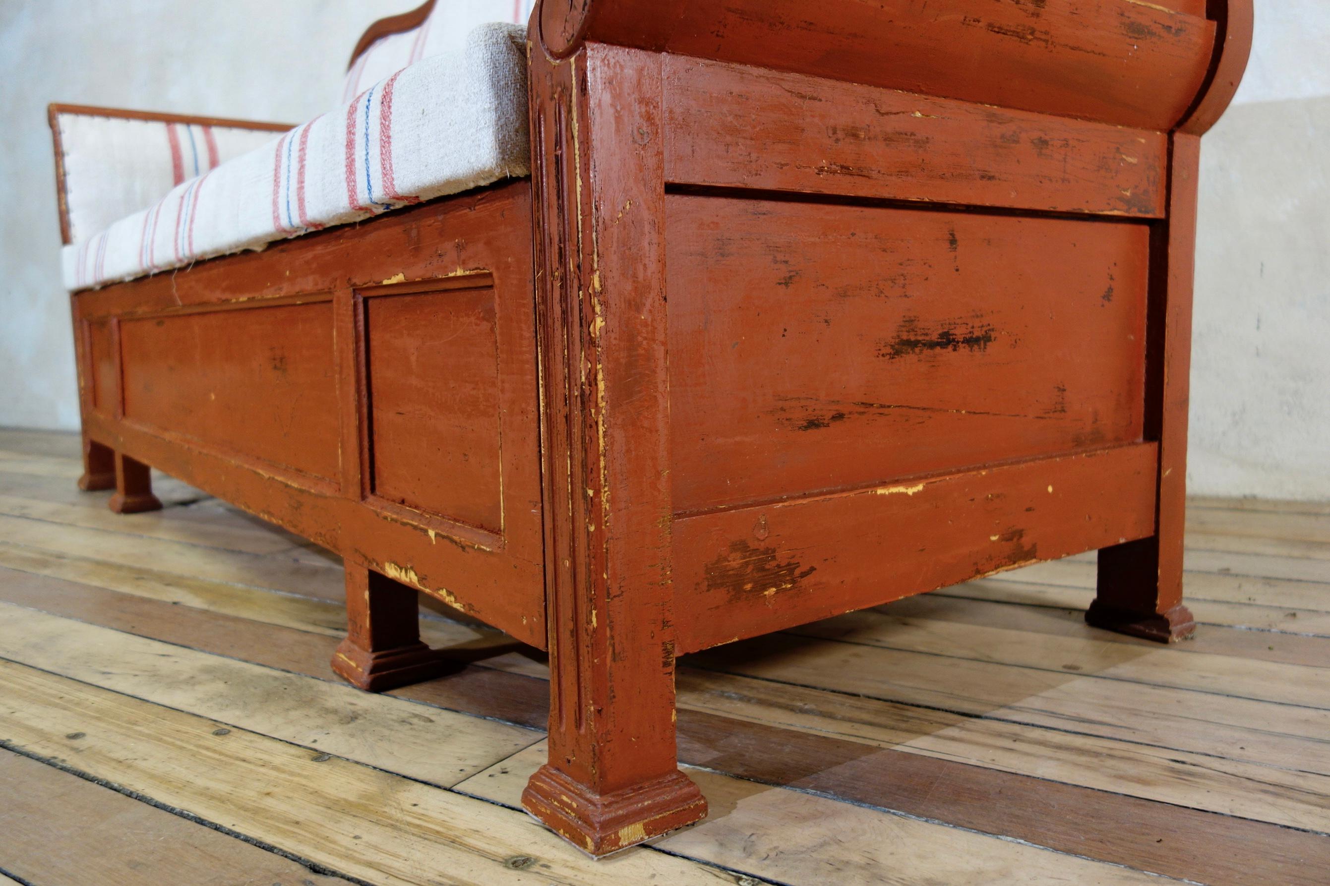 19th Century Painted Gustavian Sofa in Original Falu Red Paint at 1stDibs