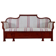 Antique 19th Century Painted Gustavian Sofa in Original Falu Red Paint