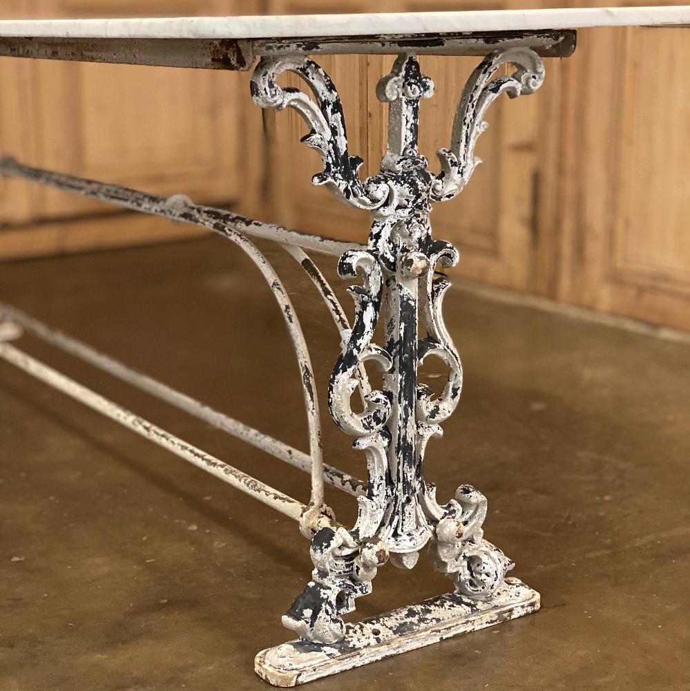 Late 19th Century 19th Century Painted Iron Sofa Table, Counter with Carrara Marble