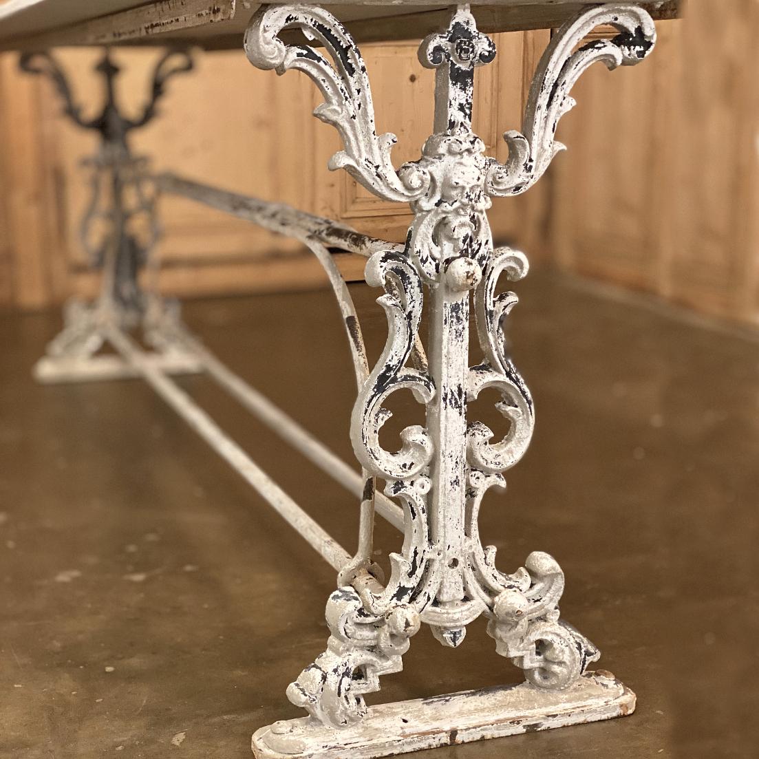 19th Century Painted Iron Sofa Table, Counter with Carrara Marble 1