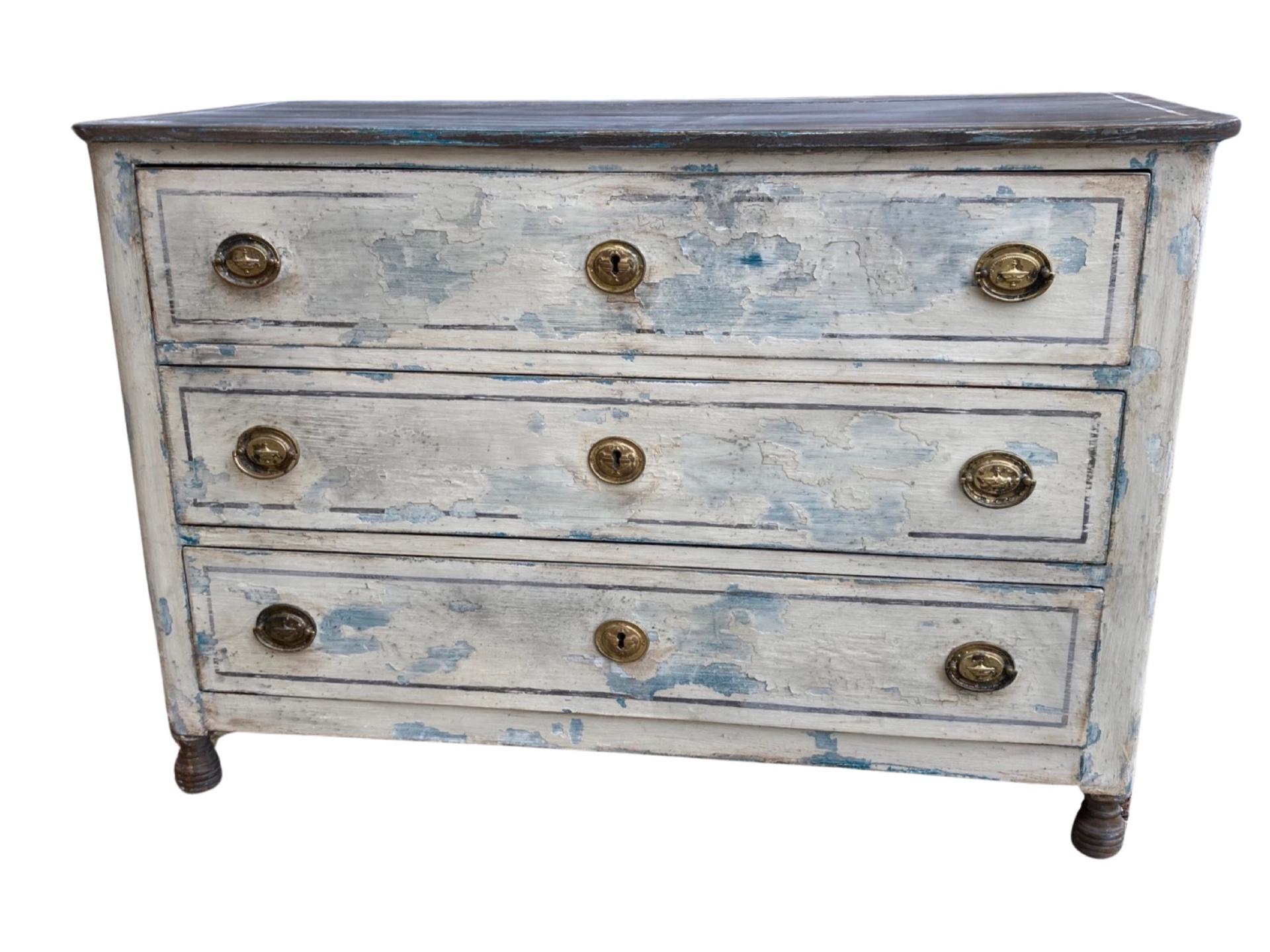 Hand-Crafted 19th Century Painted Italian Commode