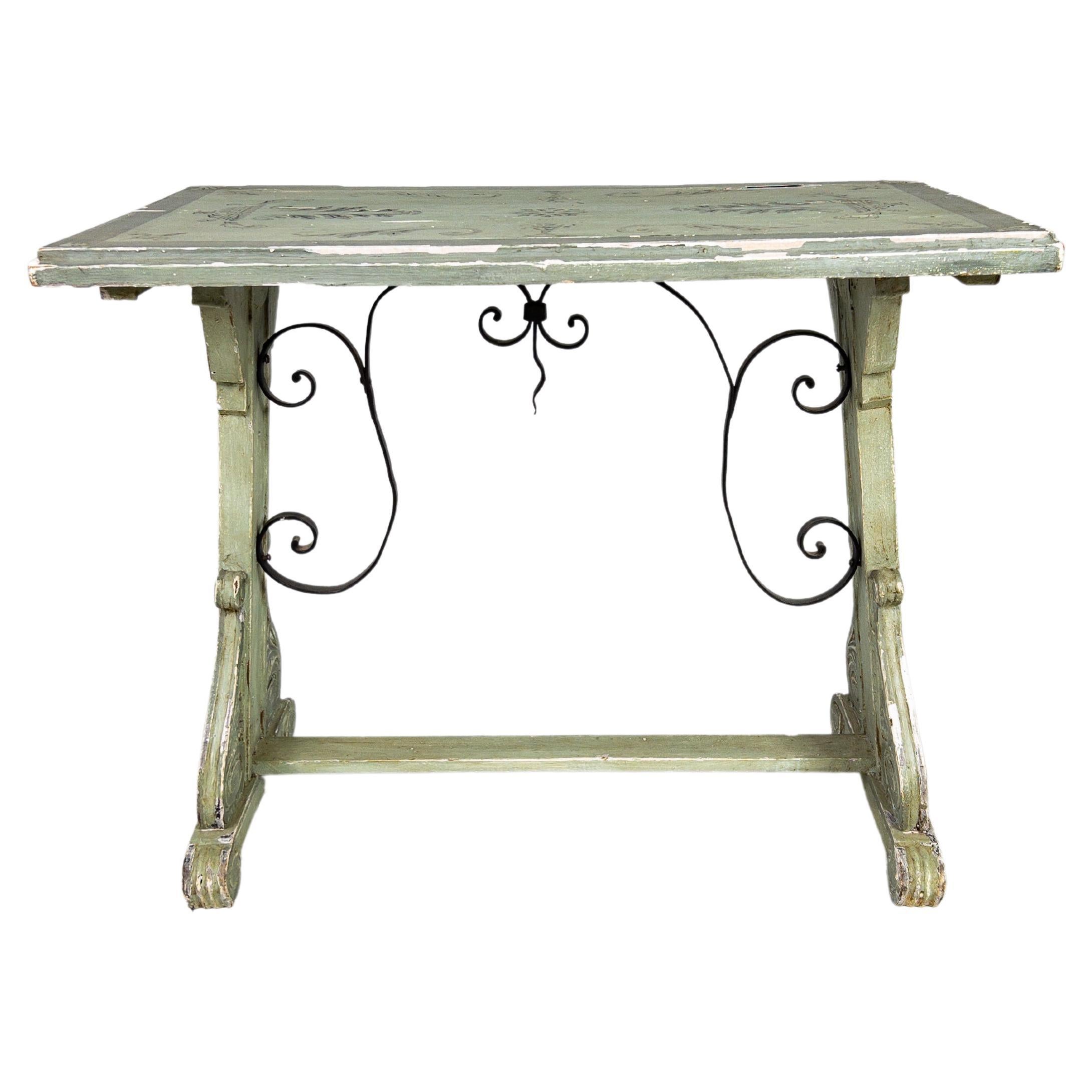 19th Century Painted Italian Side Trestle Table