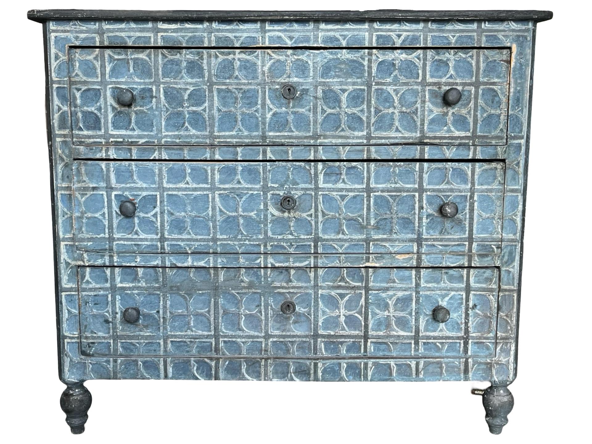 Charles X 19th Century Painted Italian Walnut Chest Of Drawers For Sale