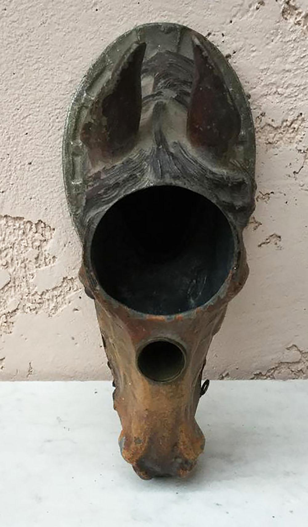 19th Century Painted Metal Horse Head In Fair Condition For Sale In Austin, TX