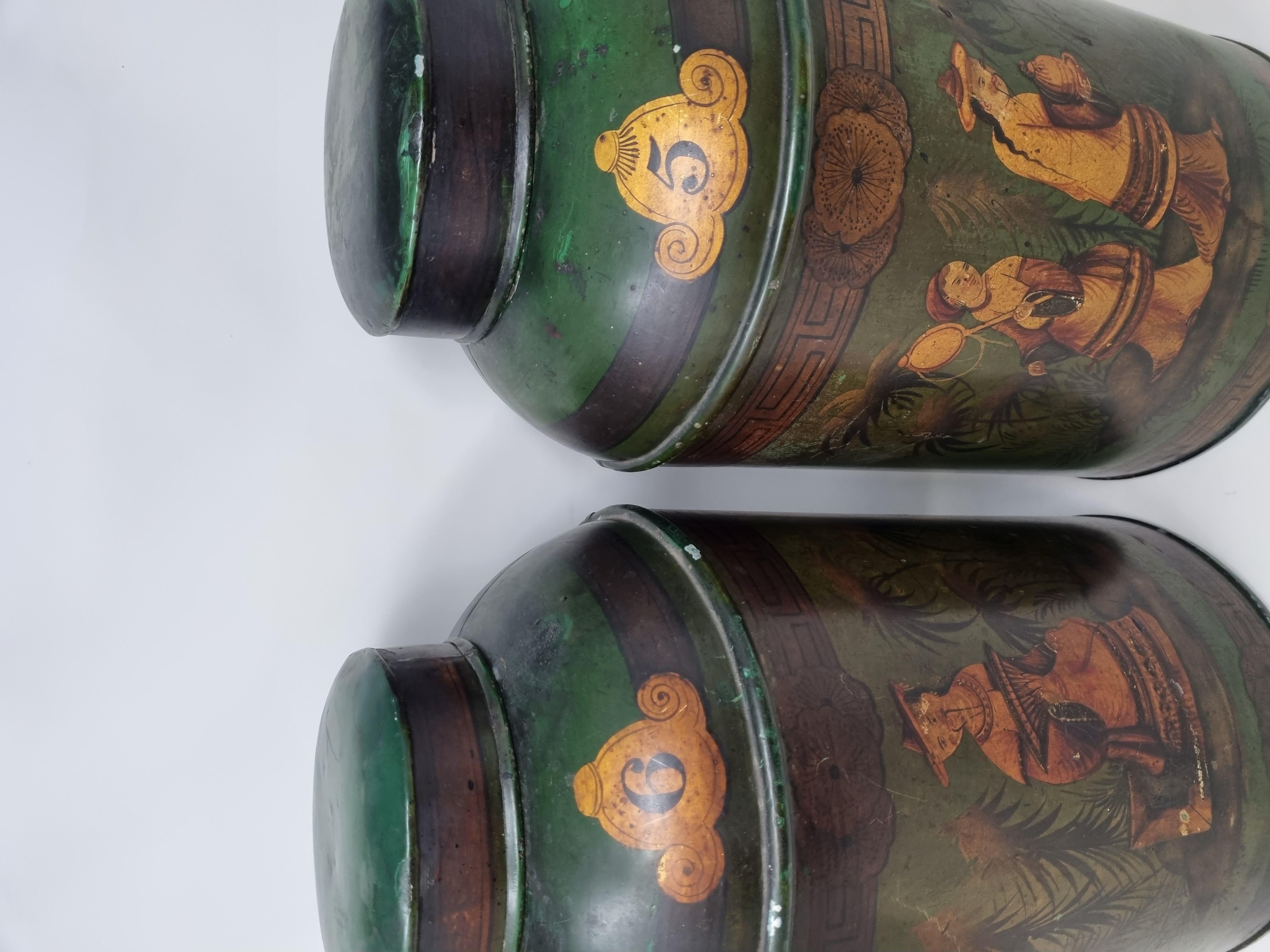 19th Century Painted Metal Tea Containers For Sale 16