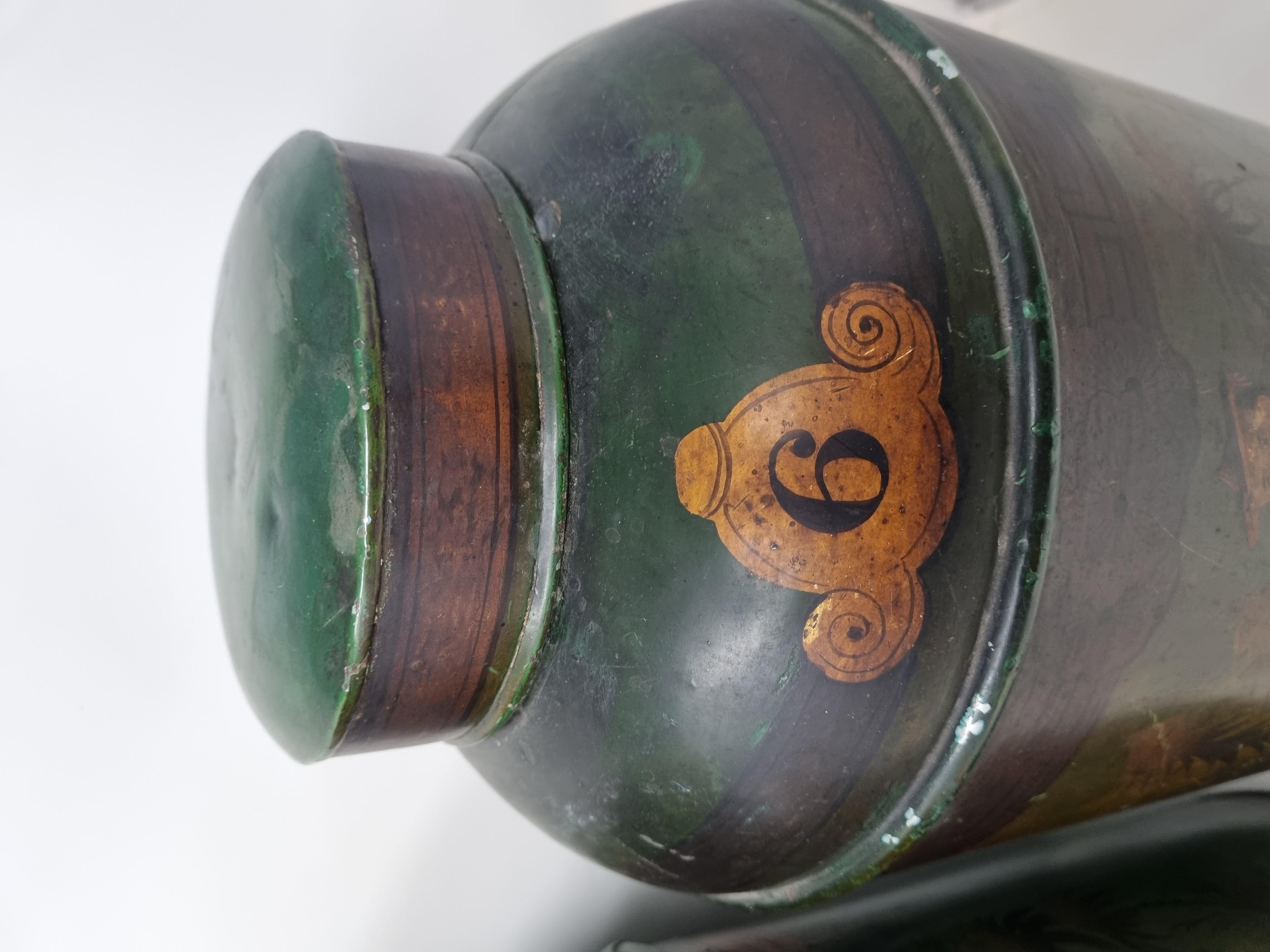 English 19th Century Painted Metal Tea Containers For Sale