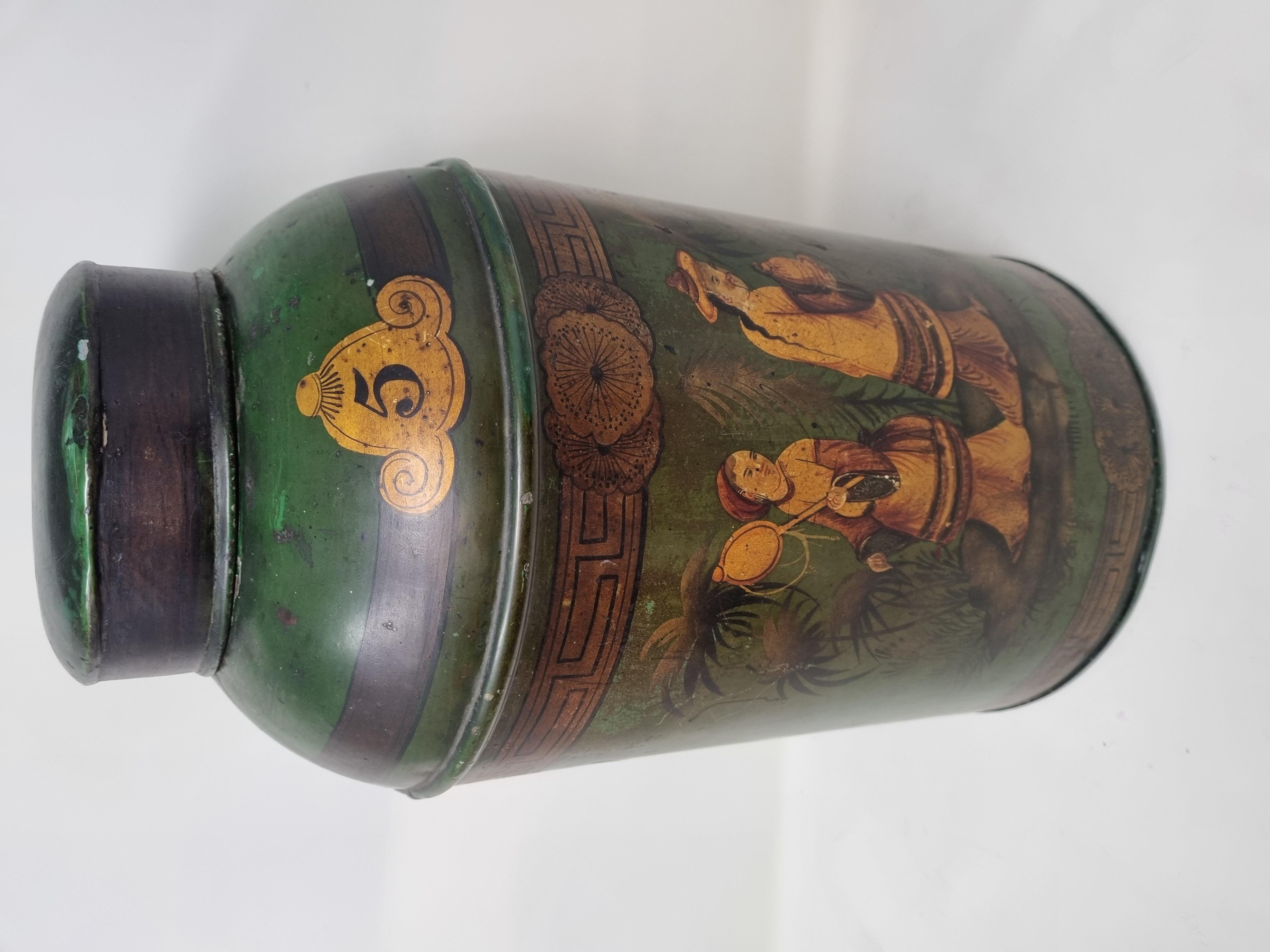 19th Century Painted Metal Tea Containers For Sale 2