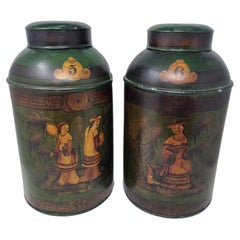 19th Century Painted Metal Tea Containers