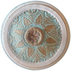 19th Century Painted Molded Plaster Cornice with Metal Hanging Centre Piece