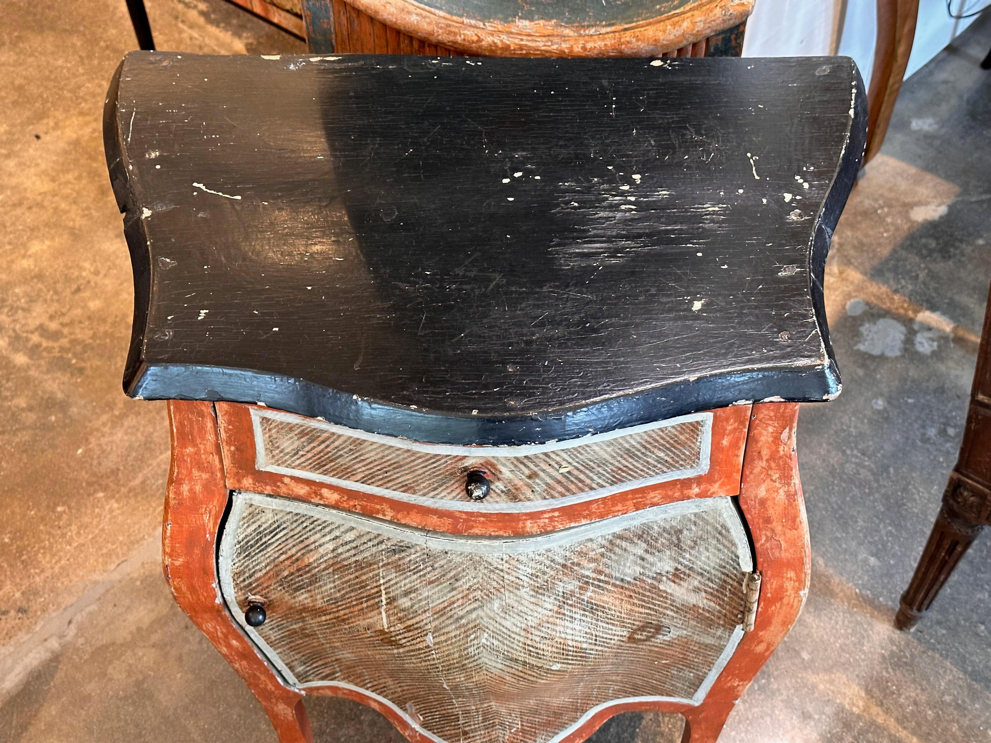 19th Century Painted Petite Bombe Commode In Good Condition For Sale In Charlottesville, VA