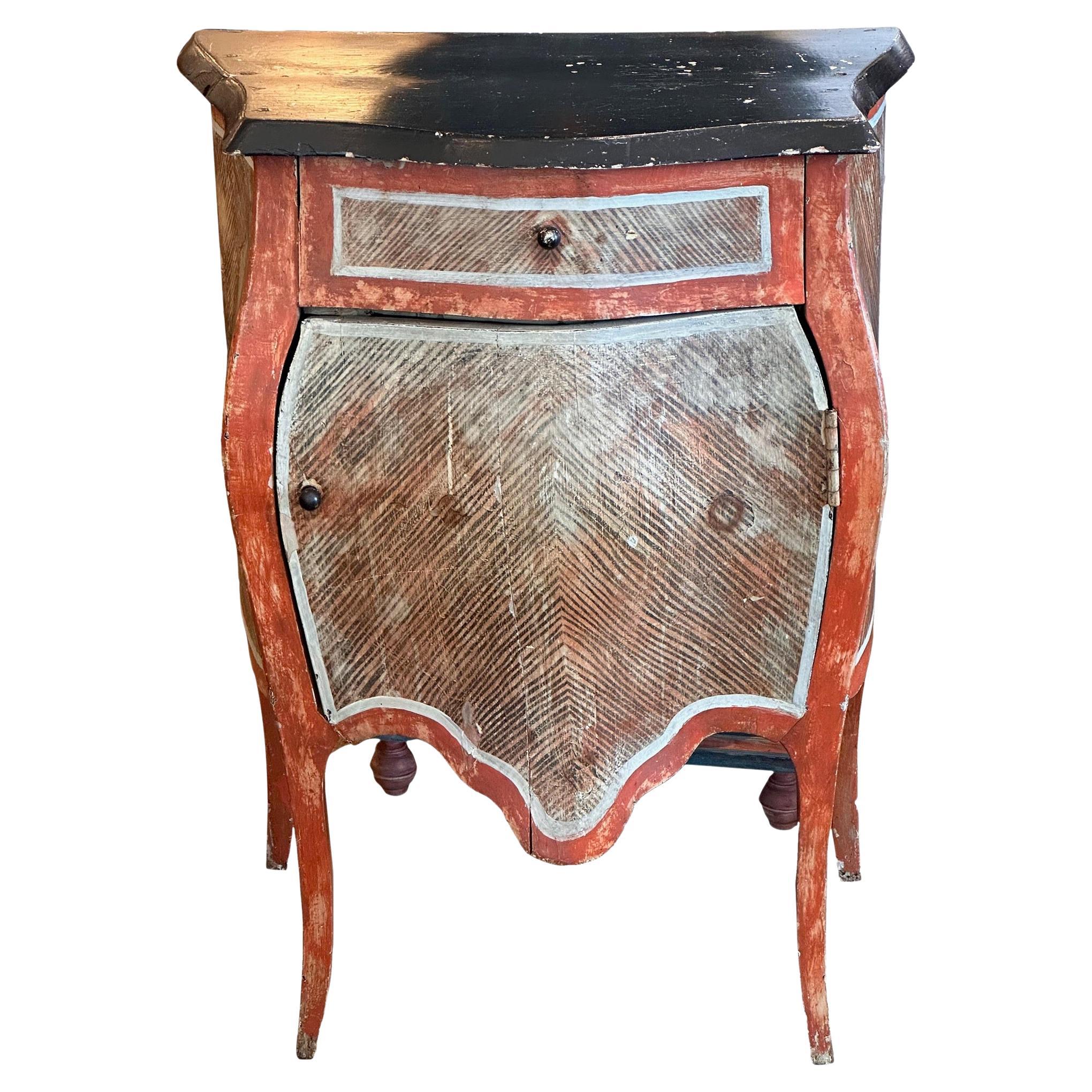 19th Century Painted Petite Bombe Commode For Sale