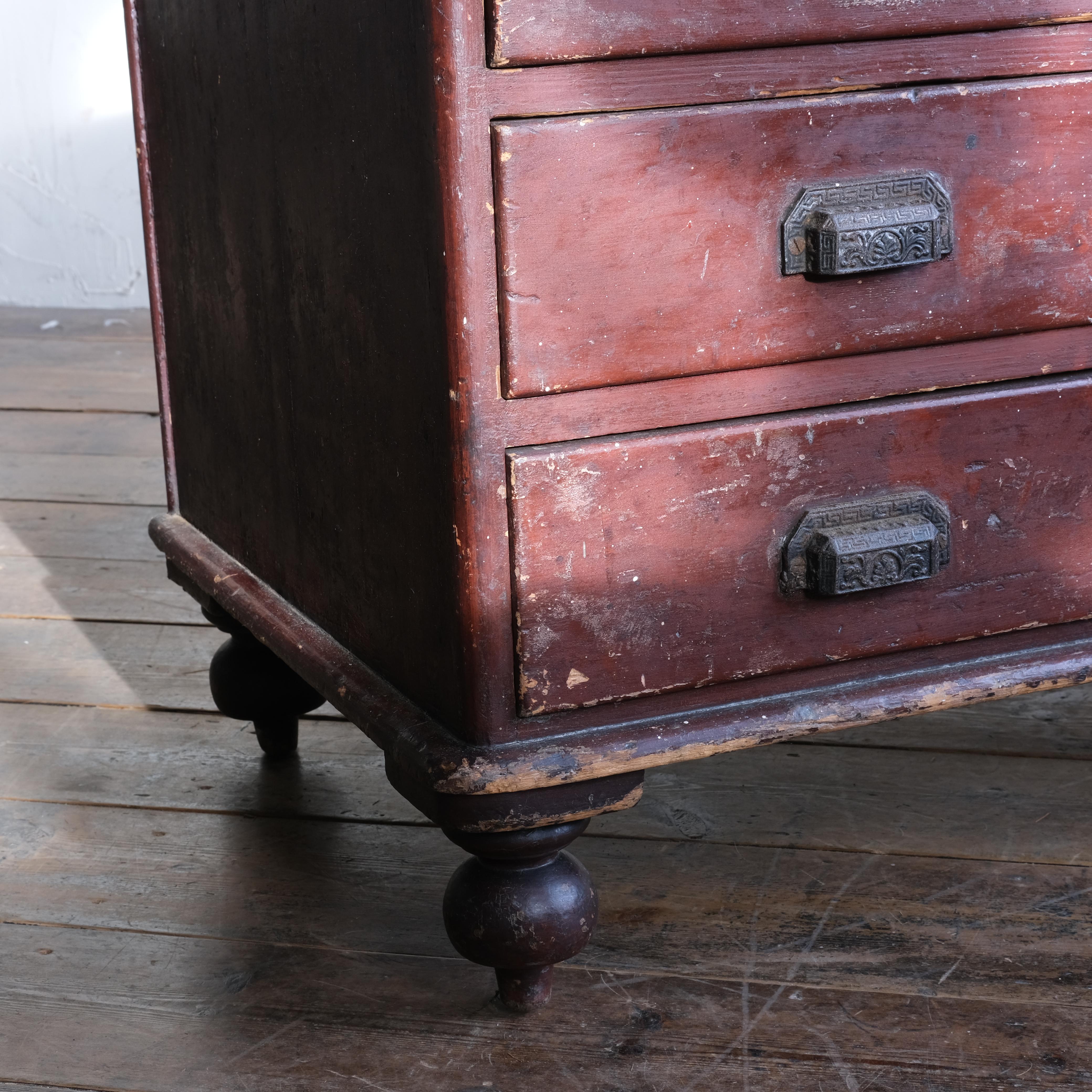 19th Century Painted Pine Bank of Drawers 6