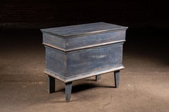 19th Century Painted Pine Blanket Chest in Blue