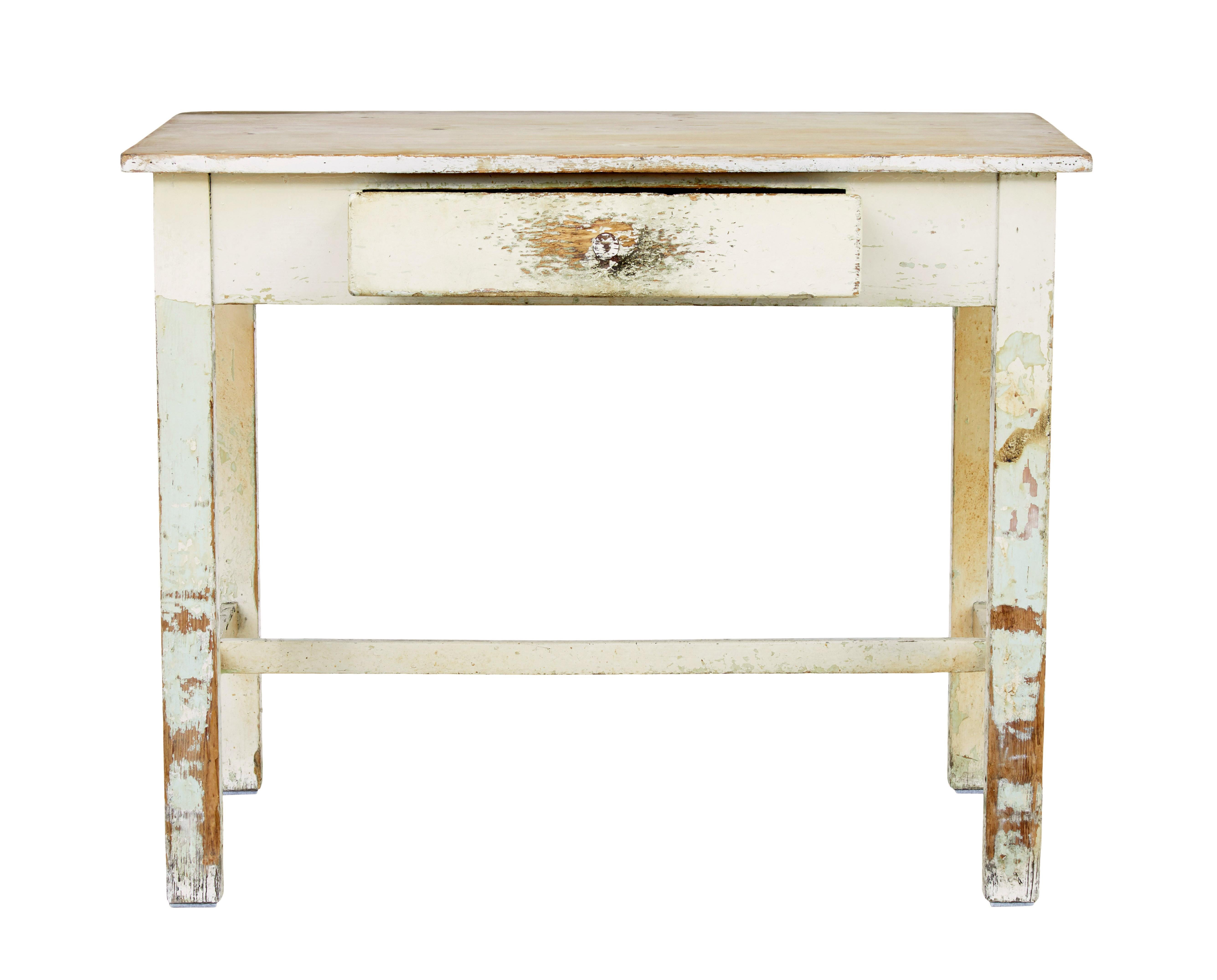 Rustic 19th Century Painted Pine Side Table For Sale