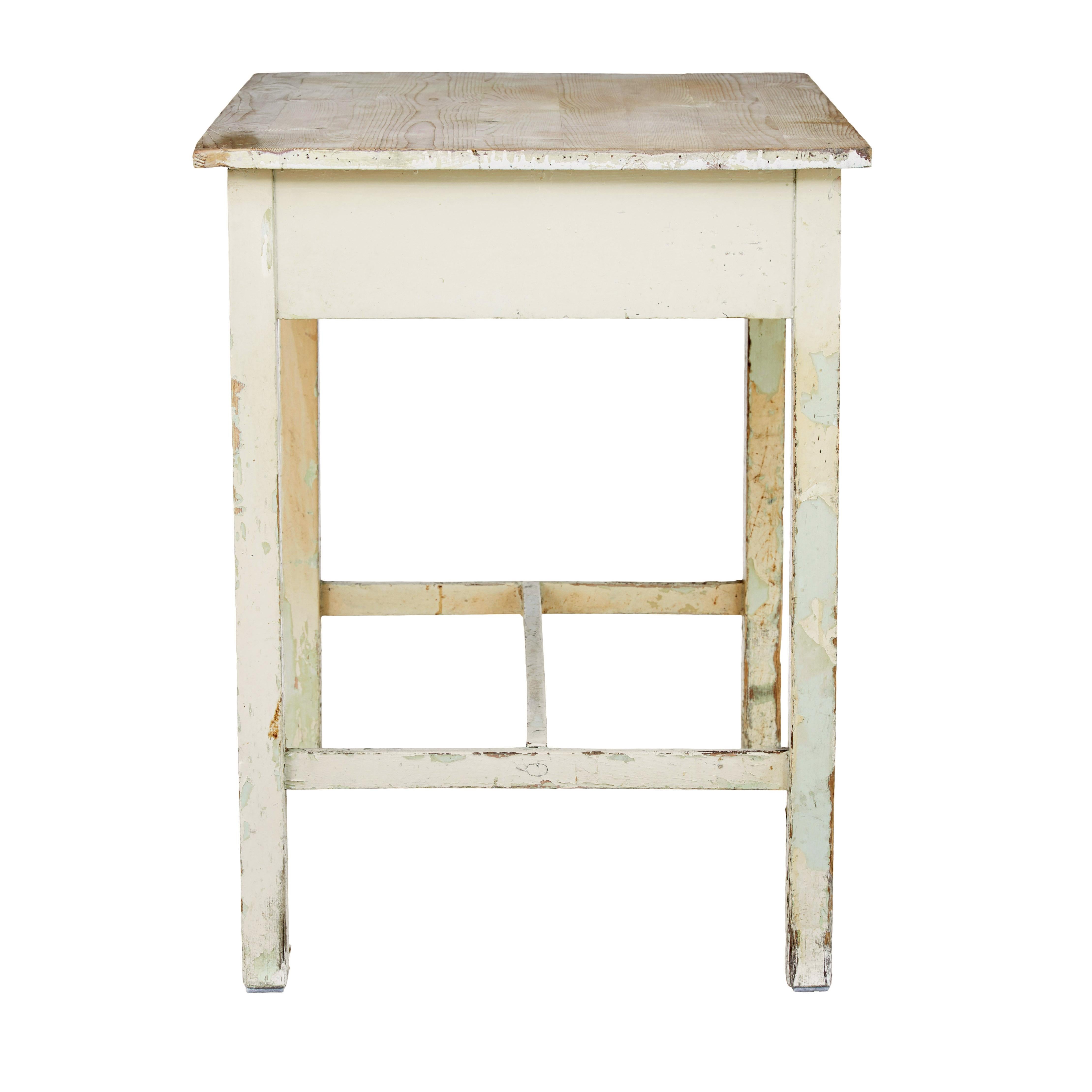 19th Century Painted Pine Side Table In Fair Condition For Sale In Debenham, Suffolk