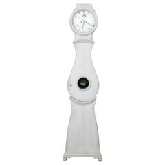 19th Century Painted Pine Swedish Long Case Clock