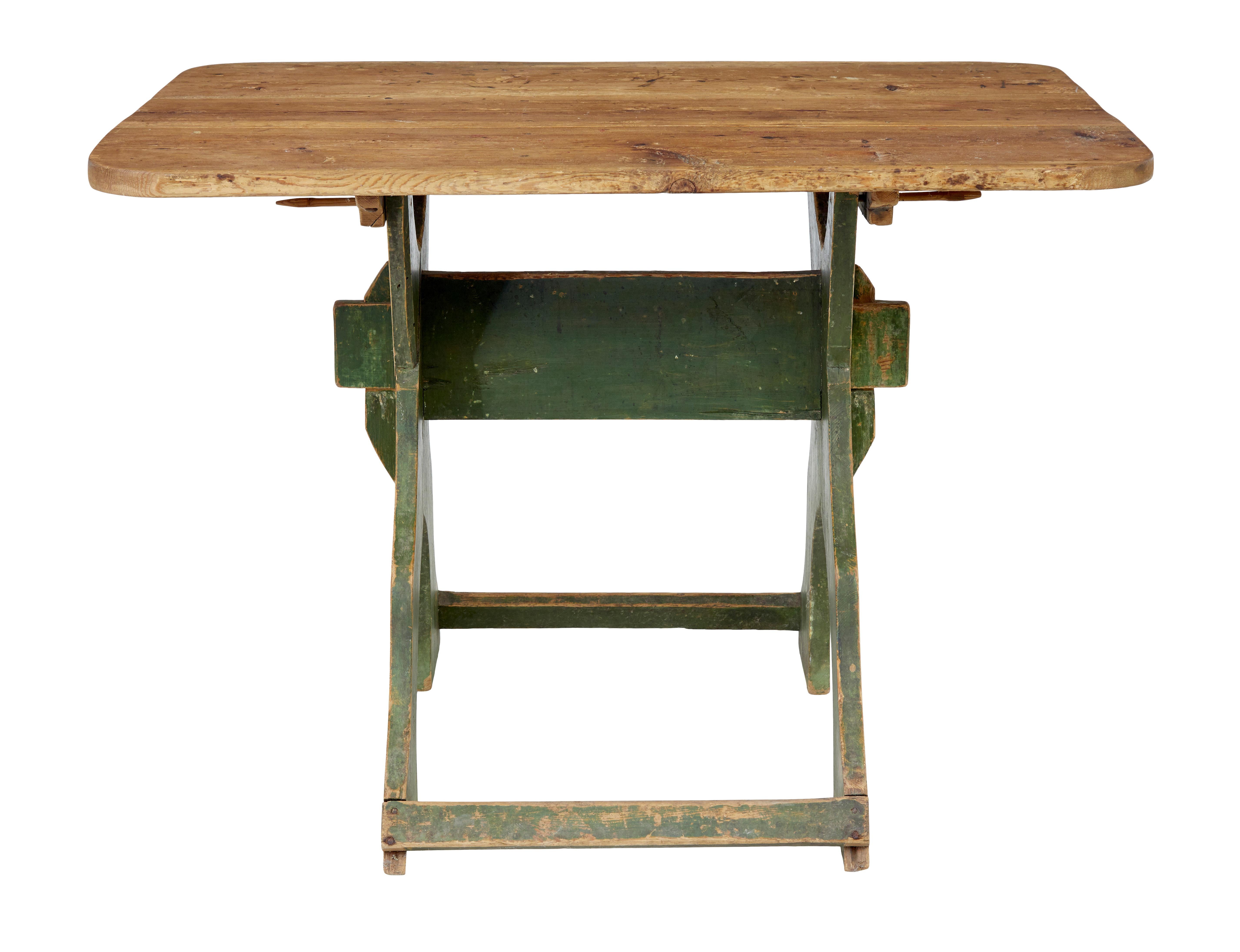 19th Century Painted Pine Swedish Trestle Table For Sale 4