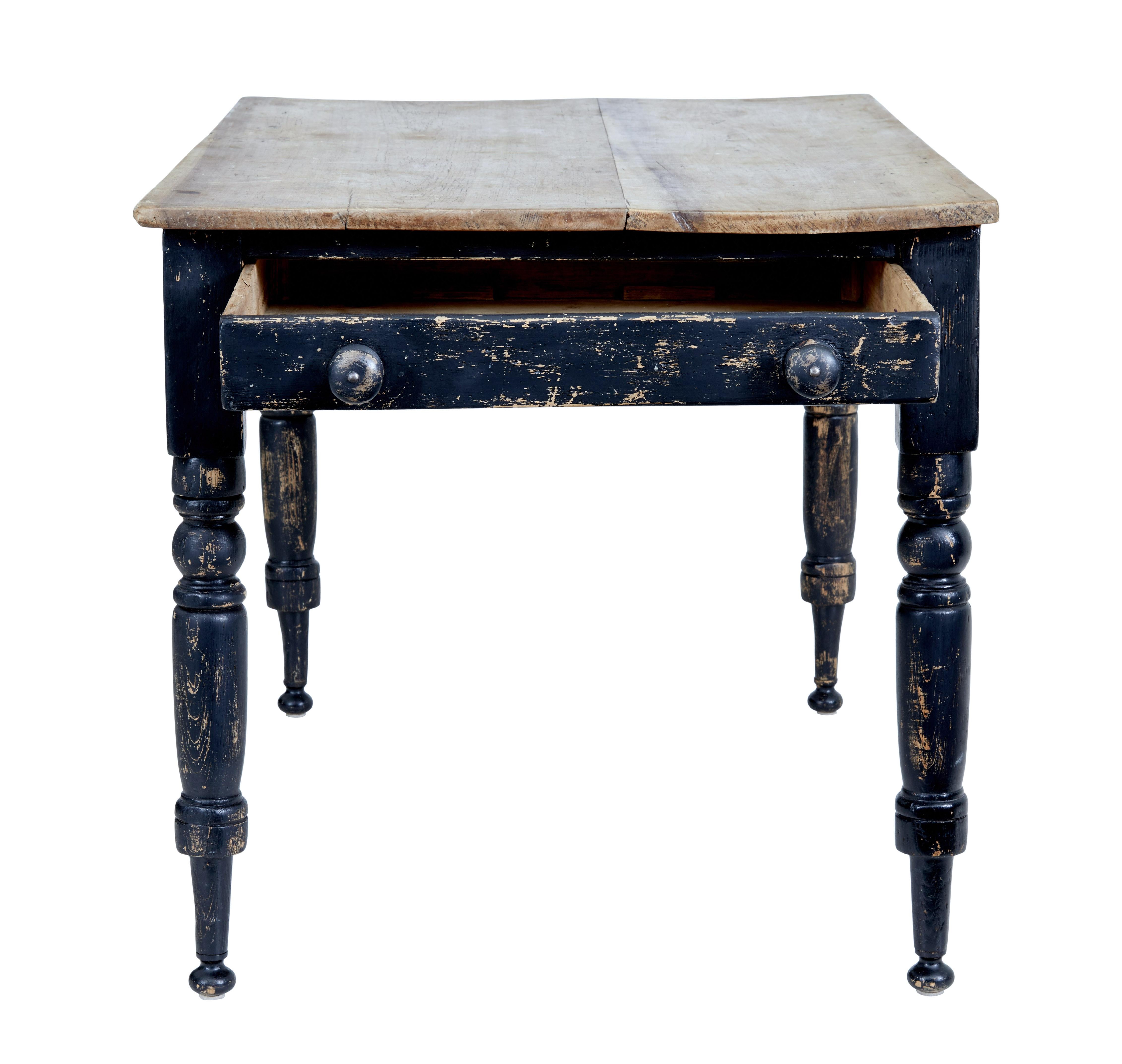 Rustic 19th Century Painted Pine Victorian Country Kitchen Table