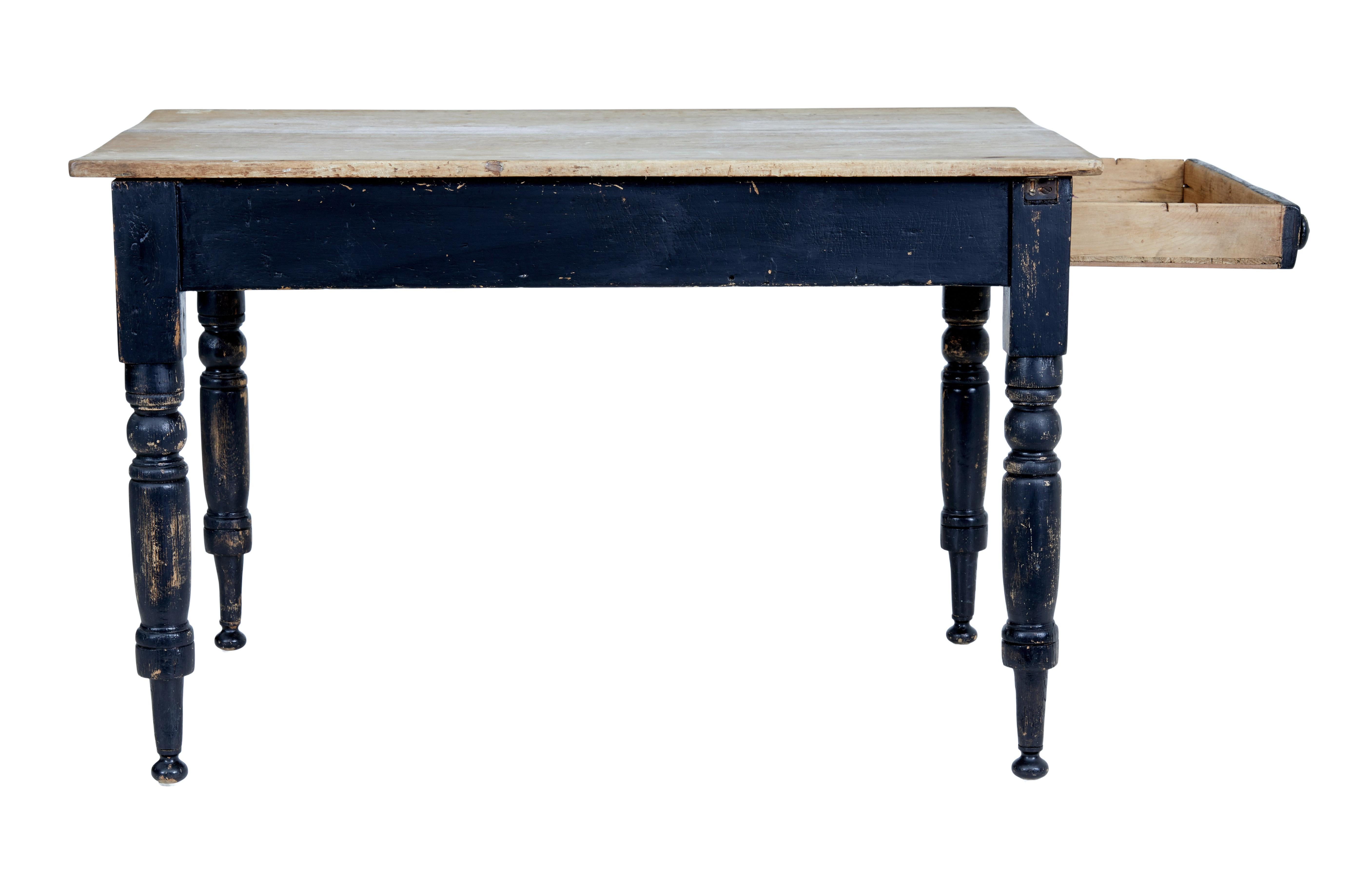 European 19th Century Painted Pine Victorian Country Kitchen Table