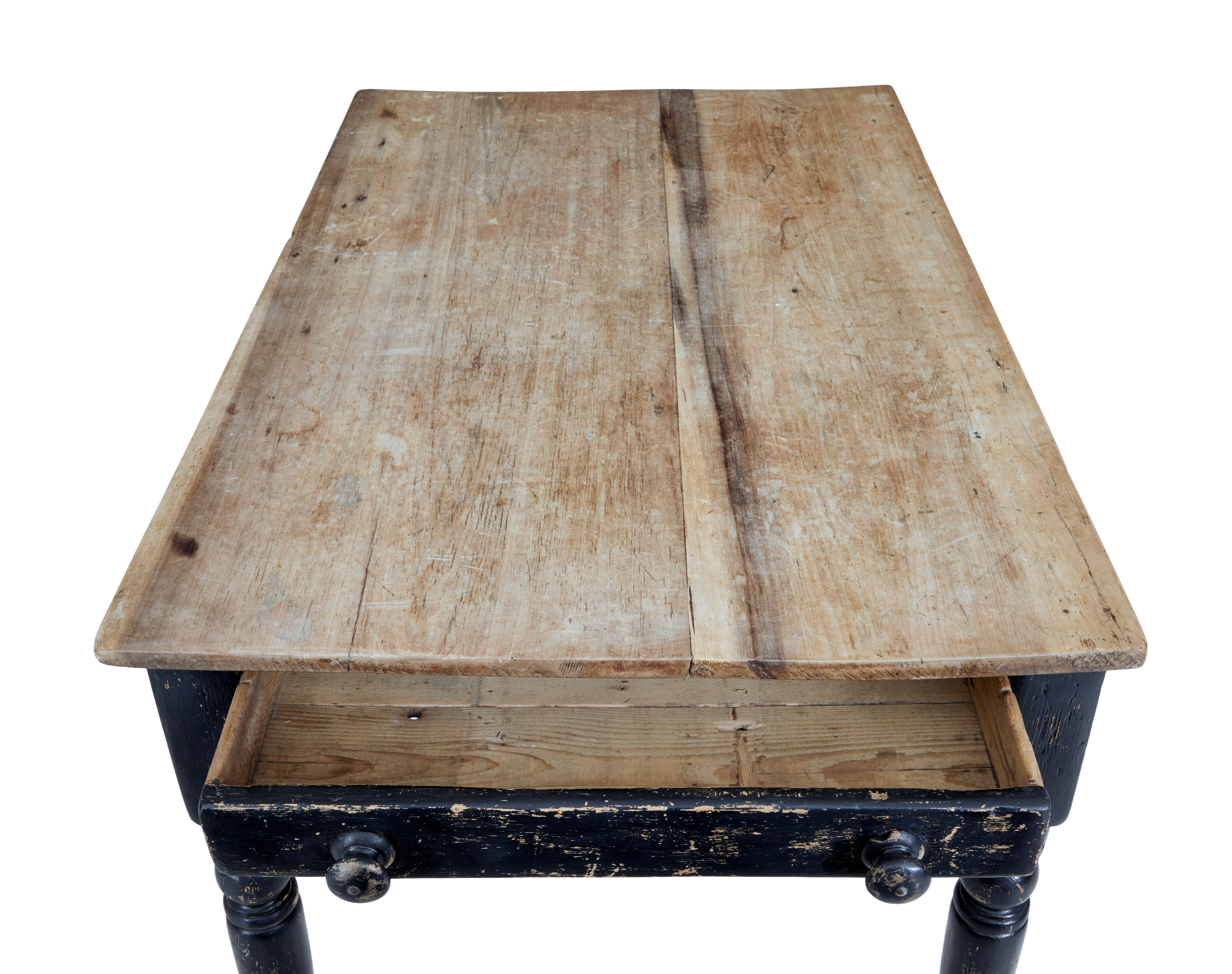 Beech 19th Century Painted Pine Victorian Country Kitchen Table