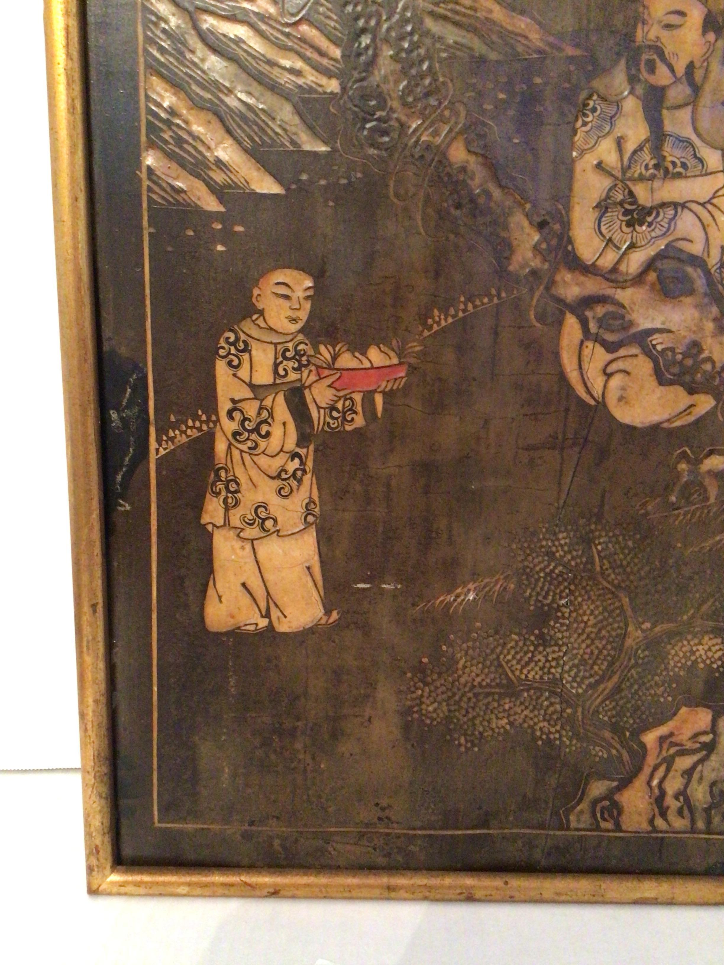 Plaque peinte du 19e siècle dans un cadre doré Bon état - En vente à Tarrytown, NY