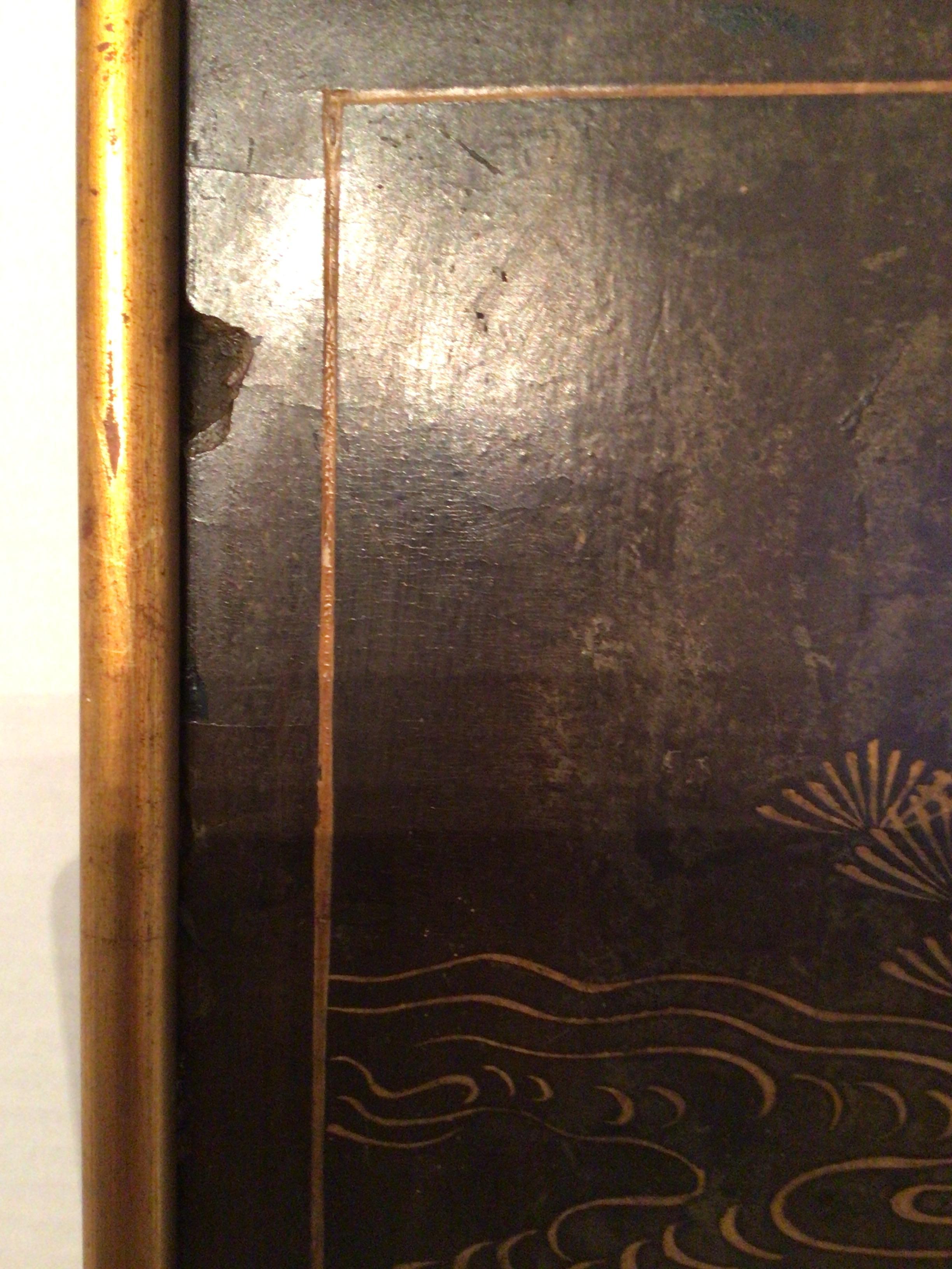 Pierre Plaque peinte du 19e siècle dans un cadre doré en vente