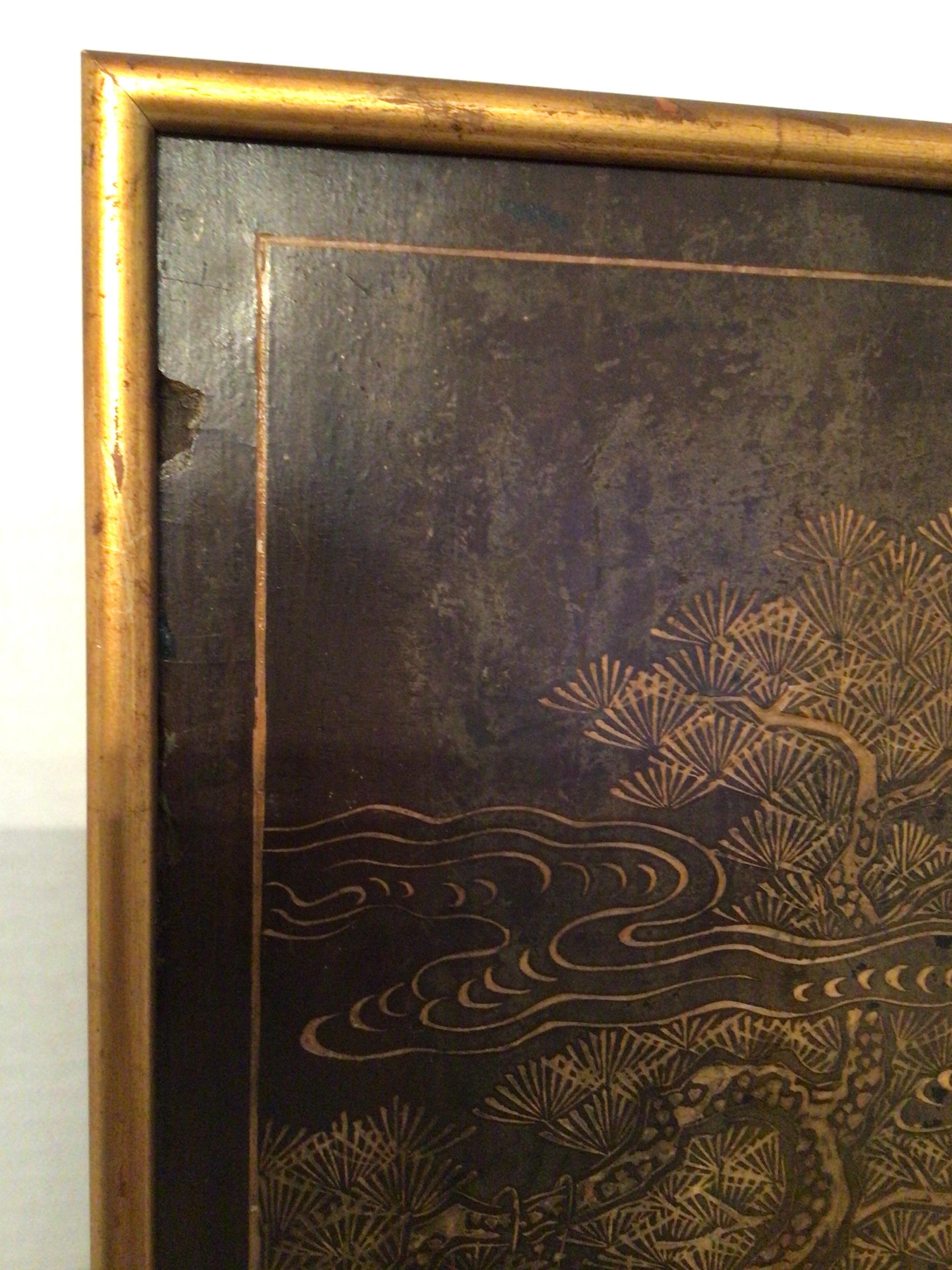 Plaque peinte du 19e siècle dans un cadre doré en vente 1