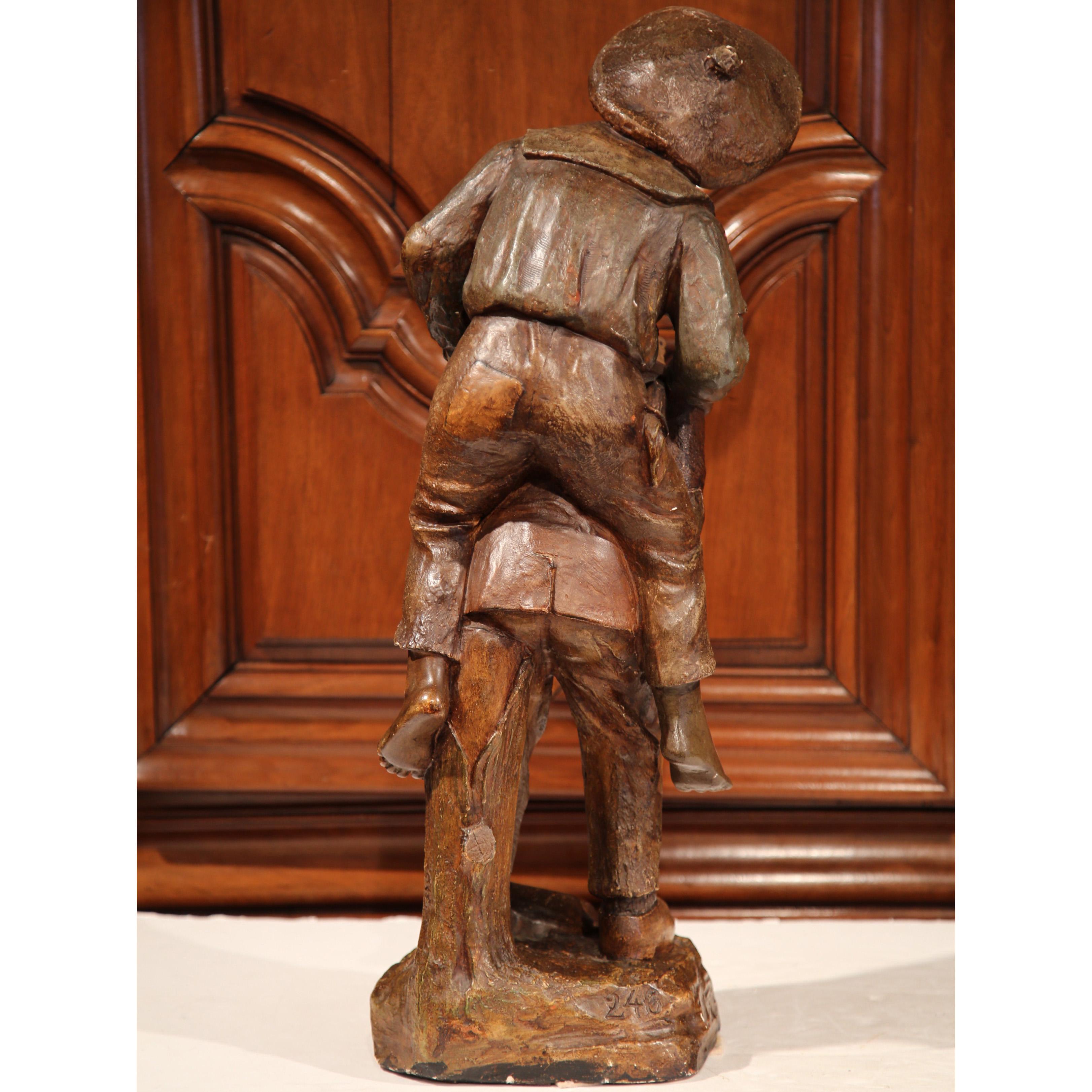 Escultura de terracota pintada y policromada del siglo XIX Firmada G. Van Vaerenbergh en venta 1