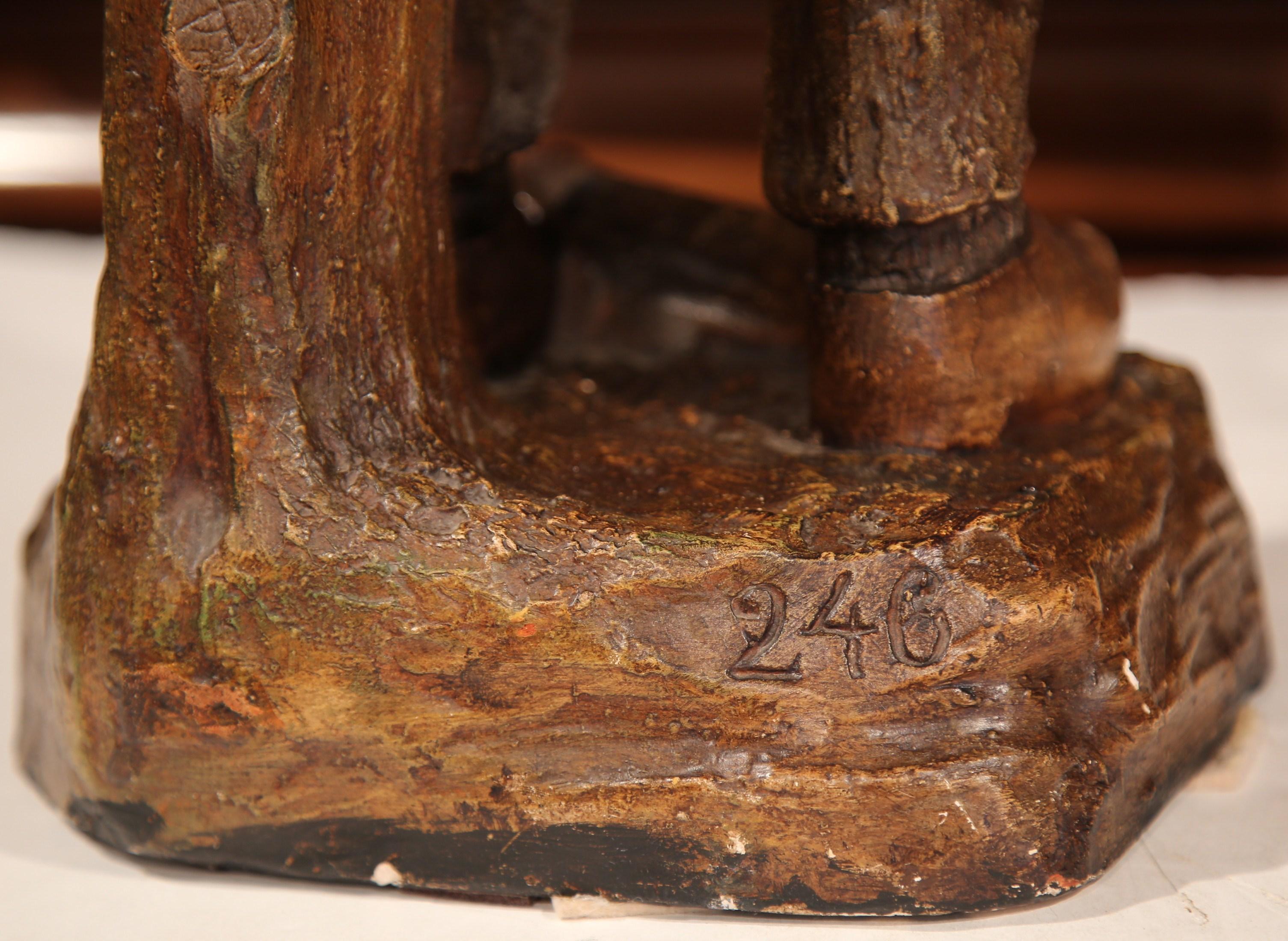 Escultura de terracota pintada y policromada del siglo XIX Firmada G. Van Vaerenbergh en venta 2