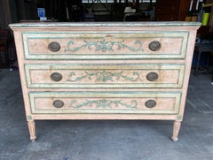 19th Century Painted Polychrome Venetian 3 Drawer Commode