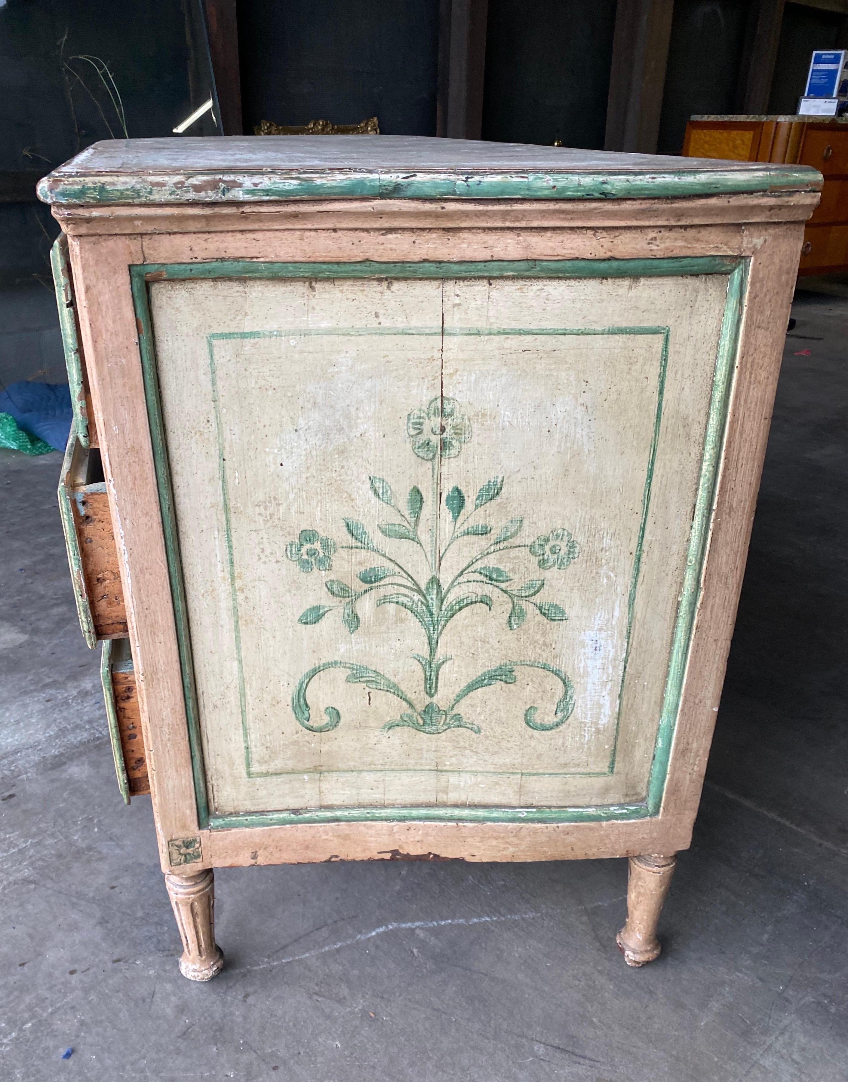 19th Century Painted Polychrome Venetian 3 Drawer Commode For Sale 1