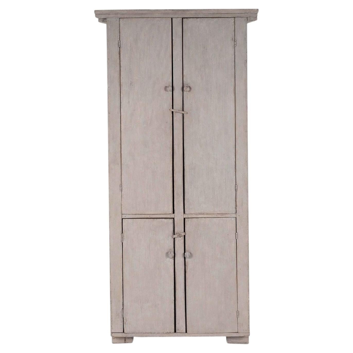 19th Century Painted Primitive Corner Cupboard