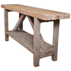 19th Century Painted Primitive Serving Table