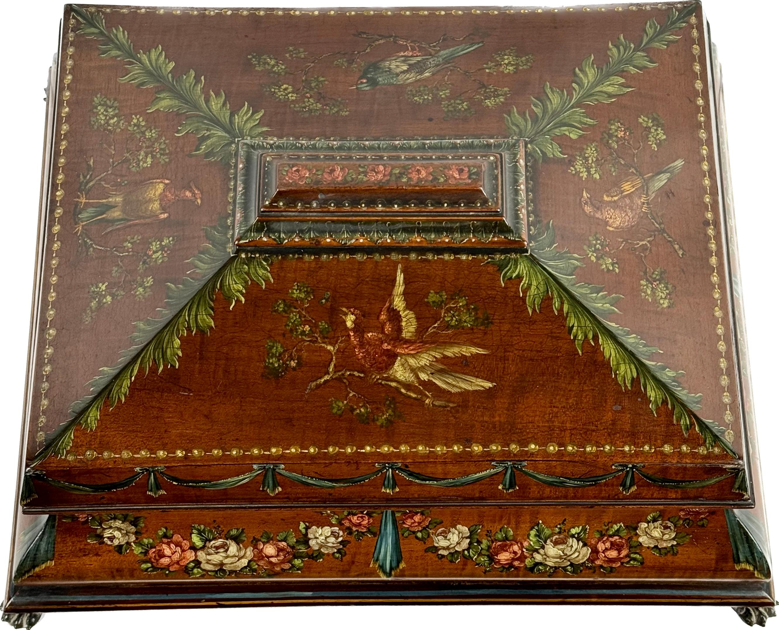 Regency 19th Century Painted Satinwood Dresser Box For Sale