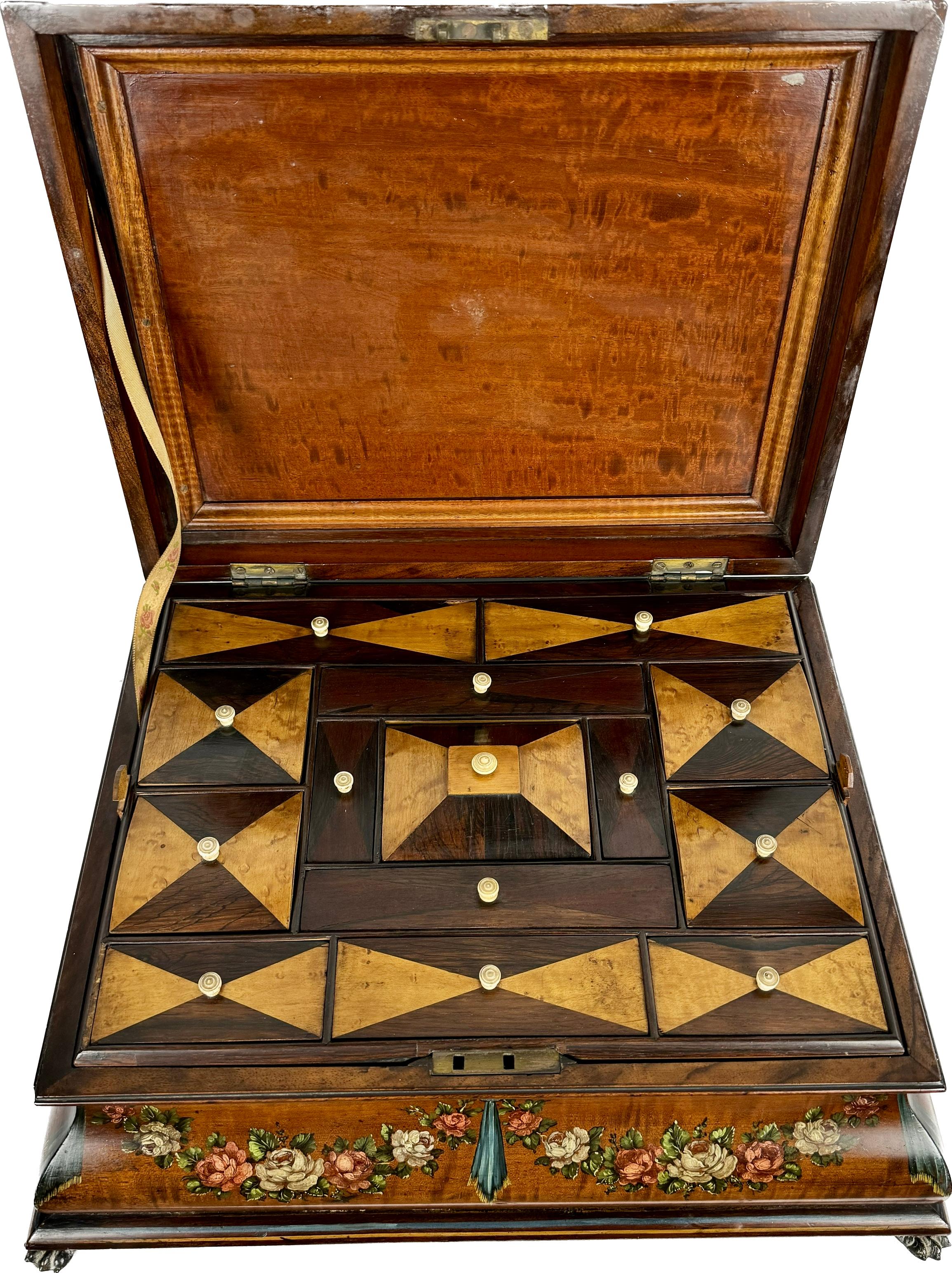 19. Jahrhundert Gemaltes Satinholz Kommode Box (Seidenholz) im Angebot