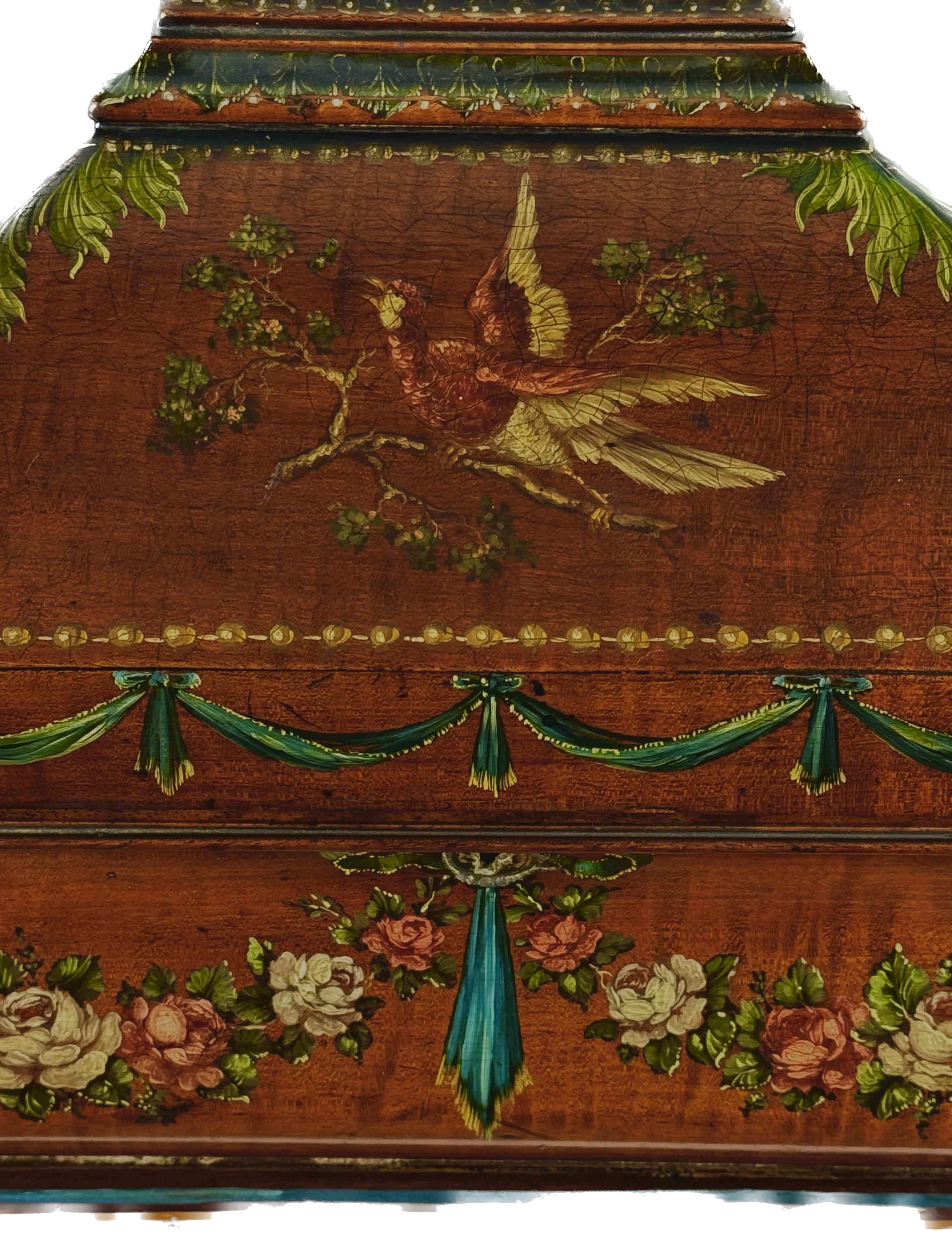 19th Century Painted Satinwood Dresser Box For Sale 4