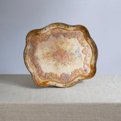 19th Century Painted Scalloped Papier Mache Tray