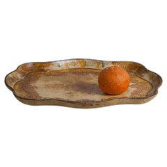 19th Century Painted Scalloped Papier Mache Tray