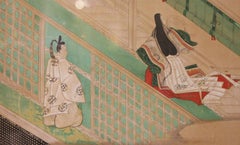 19th century Painted Scene from "The Tale of Genji" Viewing Spring