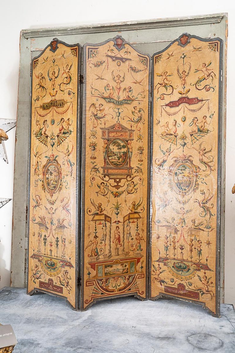 Directoire 19th Century Painted Screen For Sale