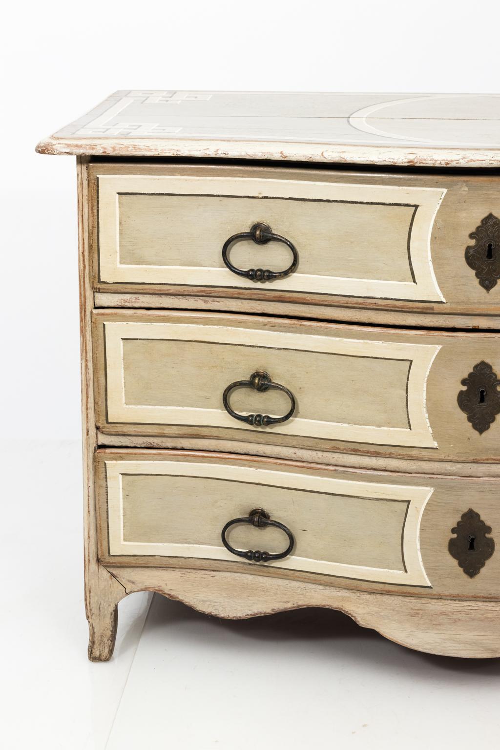 Wood 19th Century Painted Serpentine French Chest of Drawers