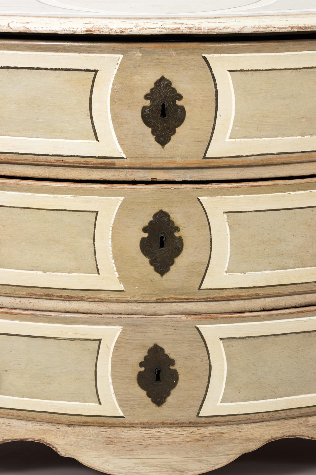 19th Century Painted Serpentine French Chest of Drawers 1