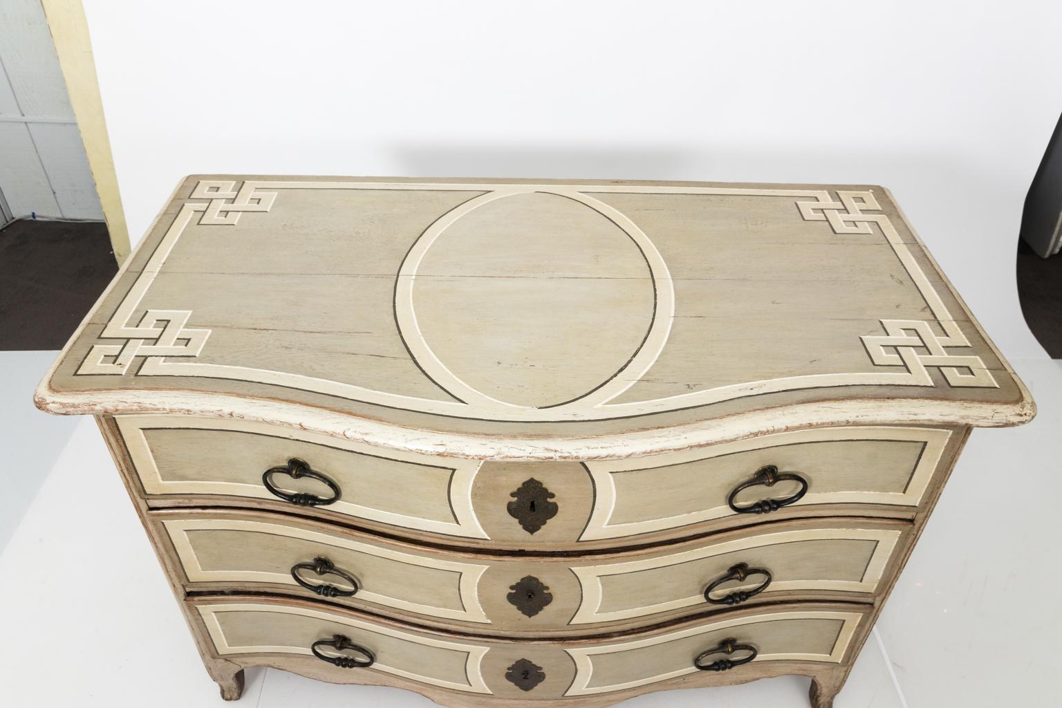 19th Century Painted Serpentine French Chest of Drawers 3